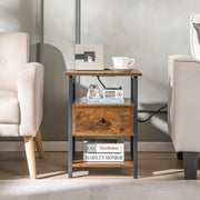 1/2 Pieces 3-Tier Nightstand with Charging Station and Drawer-1 Piece-Nightstands-DECOROLALA