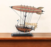 12" Pink And Orange Metal Hand Painted Model Airplane Tabletop Sculpture-Sculptures-DECOROLALA