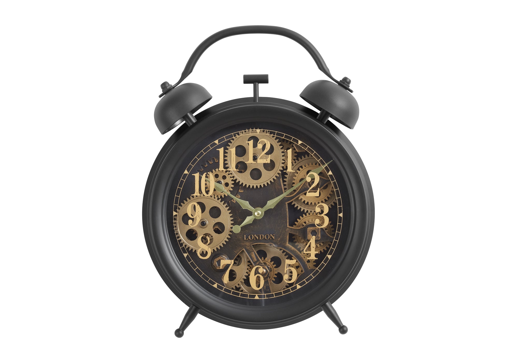 12" Round Table Clock with Gear Mechanism, Dark Brown-Clocks-DECOROLALA