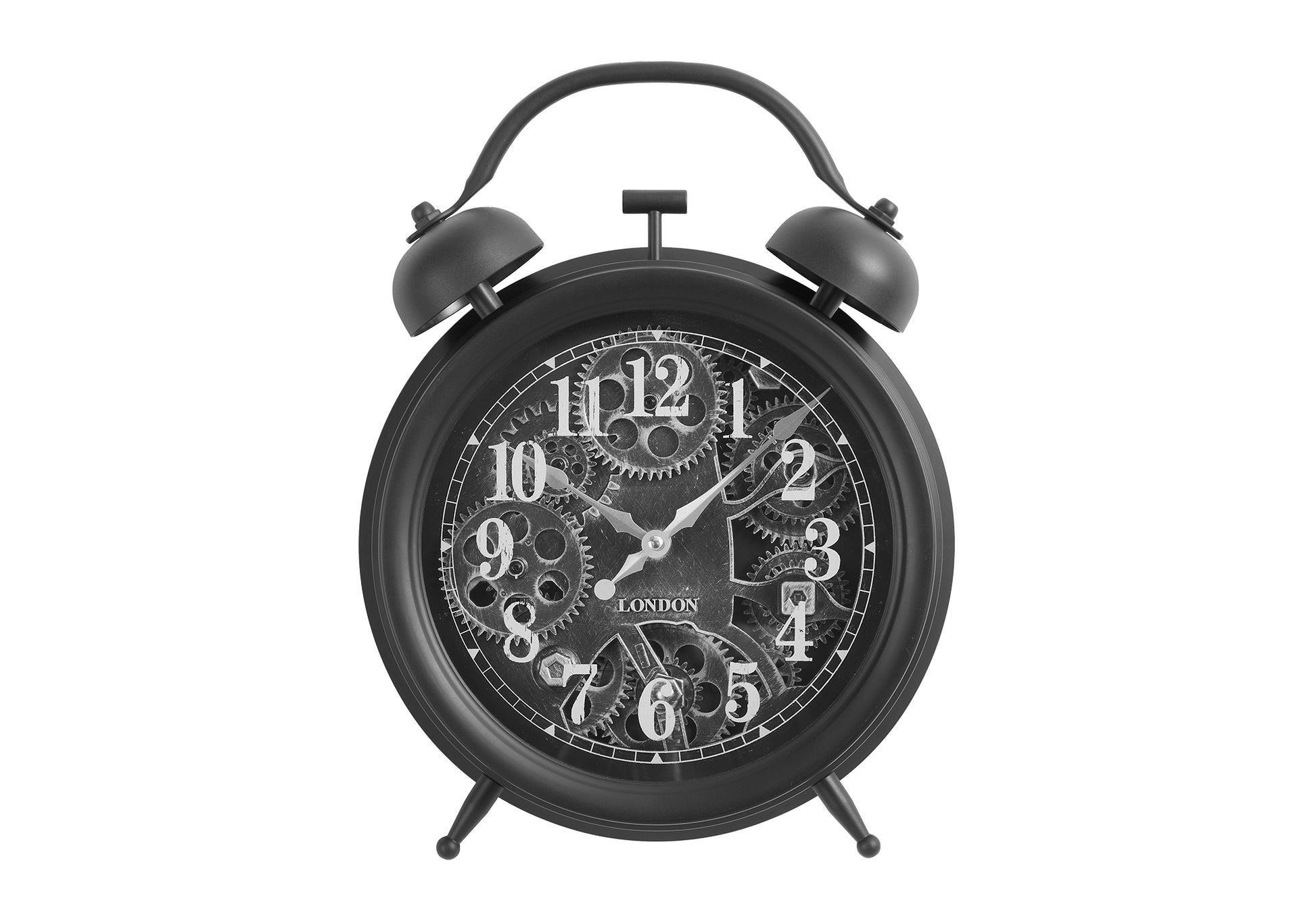 12" Round Table Clock with Gear Mechanism, Dark Brown-Clocks-DECOROLALA