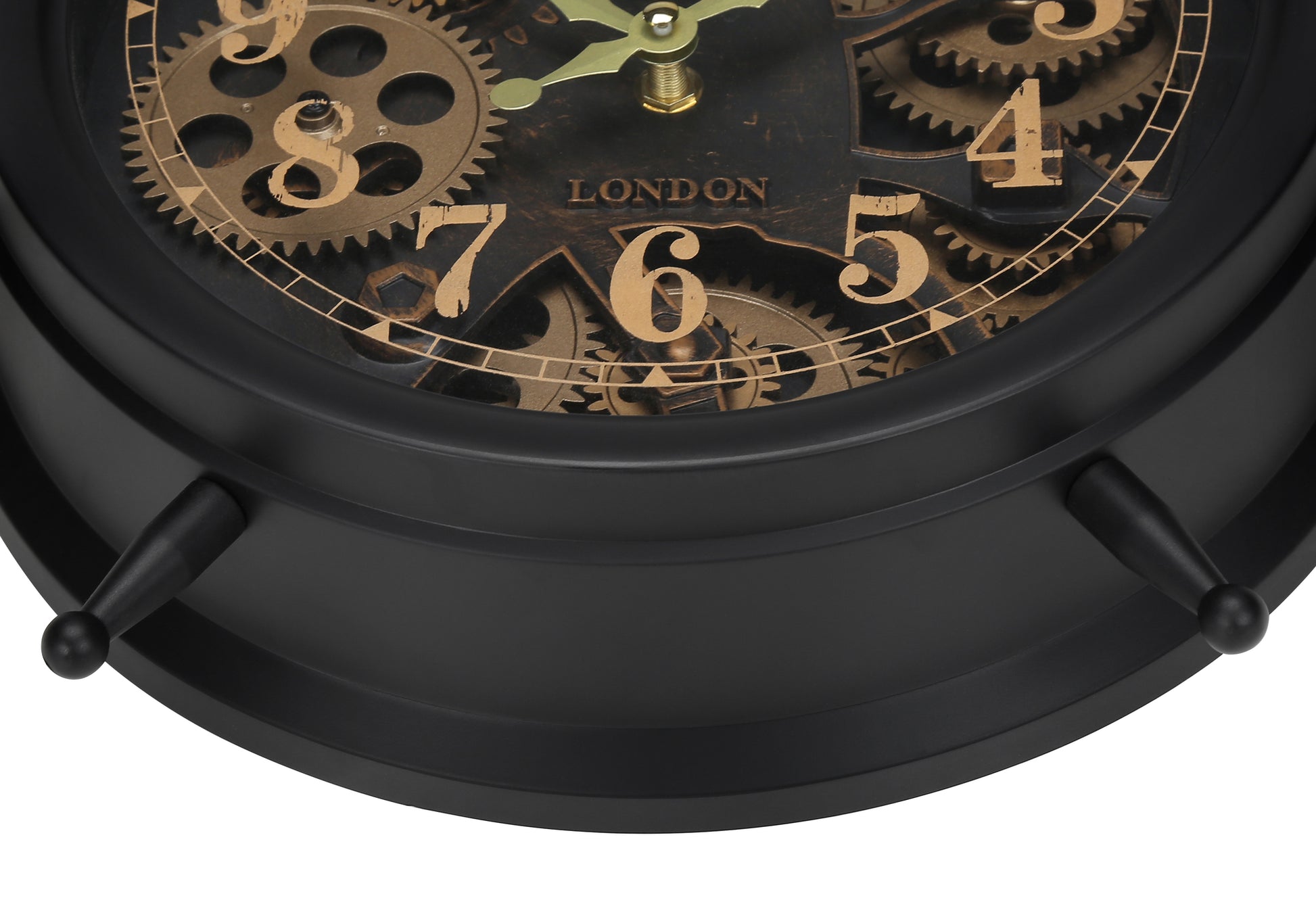 12" Round Table Clock with Gear Mechanism, Dark Brown-Clocks-DECOROLALA