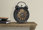 12" Round Table Clock with Gear Mechanism, Dark Brown-Clocks-DECOROLALA