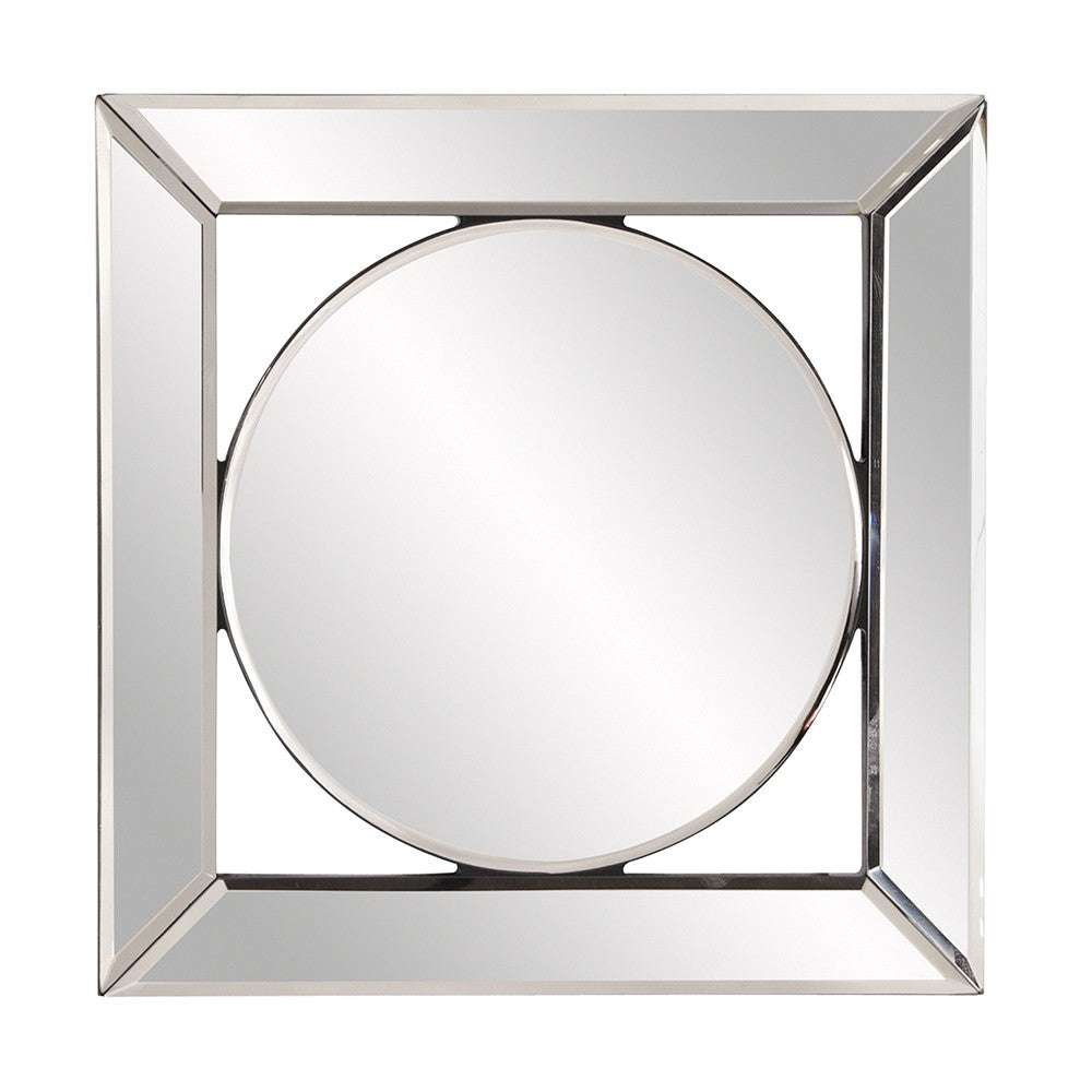 12" Round in Square Glass Framed Accent Mirror-Mirrors-DECOROLALA