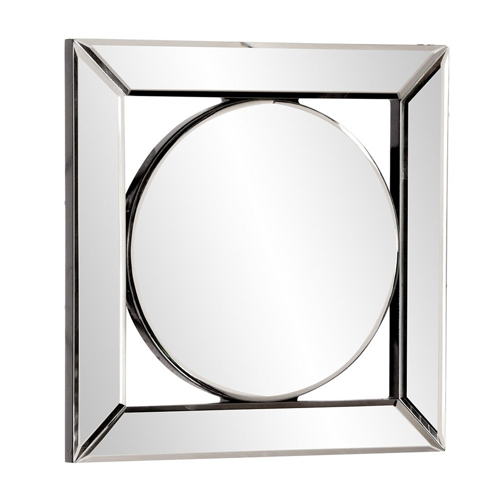 12" Round in Square Glass Framed Accent Mirror-Mirrors-DECOROLALA