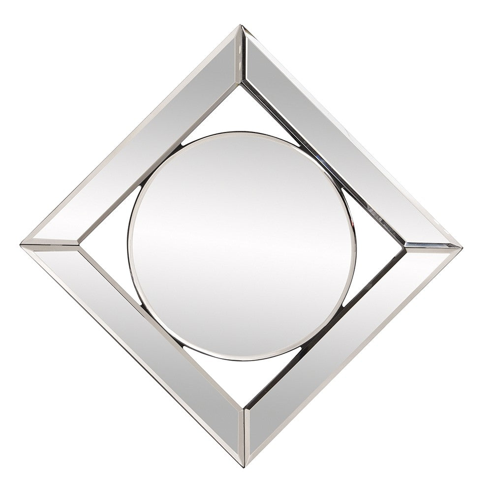 12" Round in Square Glass Framed Accent Mirror-Mirrors-DECOROLALA