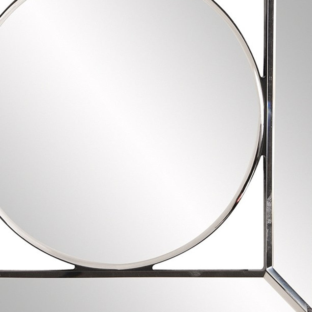 12" Round in Square Glass Framed Accent Mirror-Mirrors-DECOROLALA