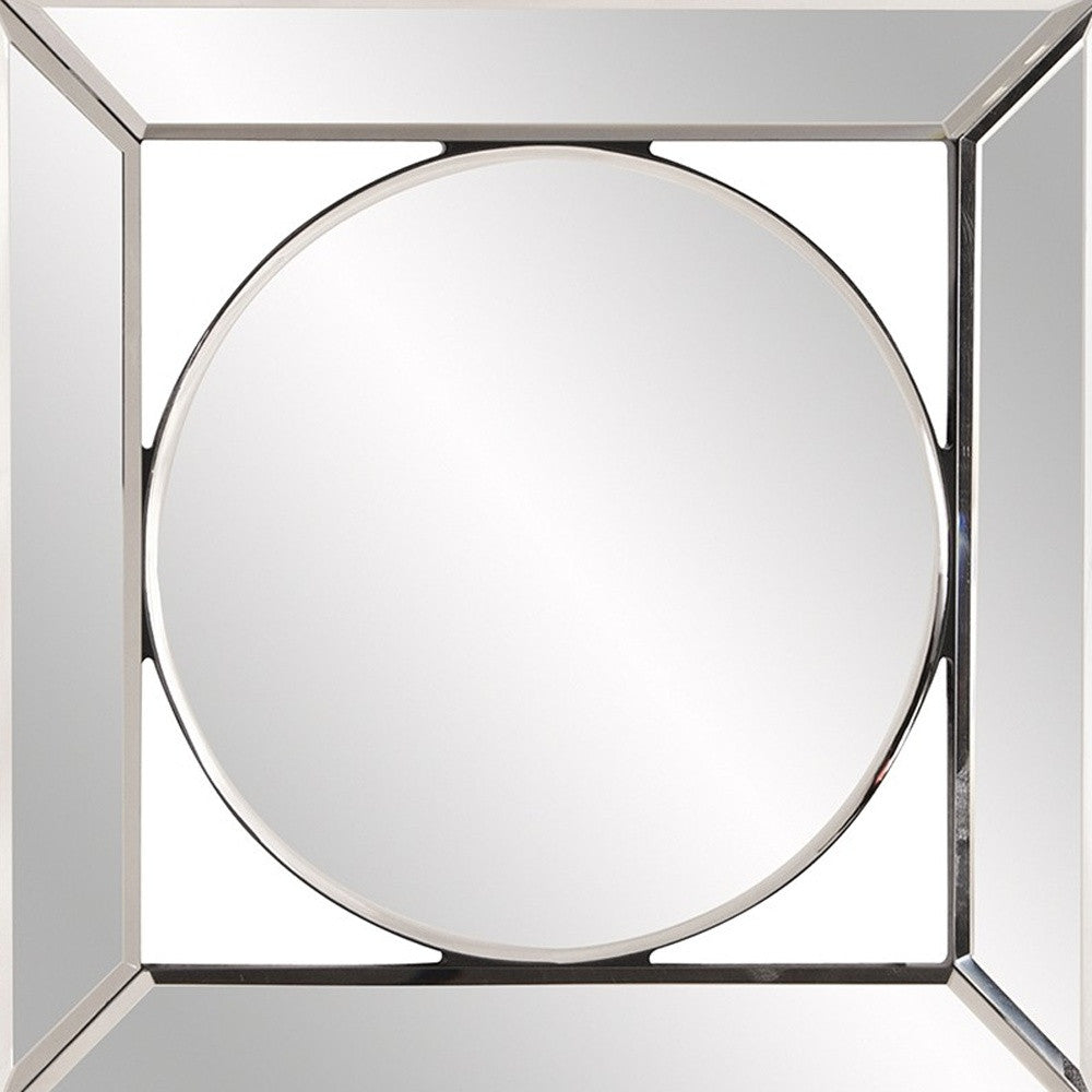 12" Round in Square Glass Framed Accent Mirror-Mirrors-DECOROLALA