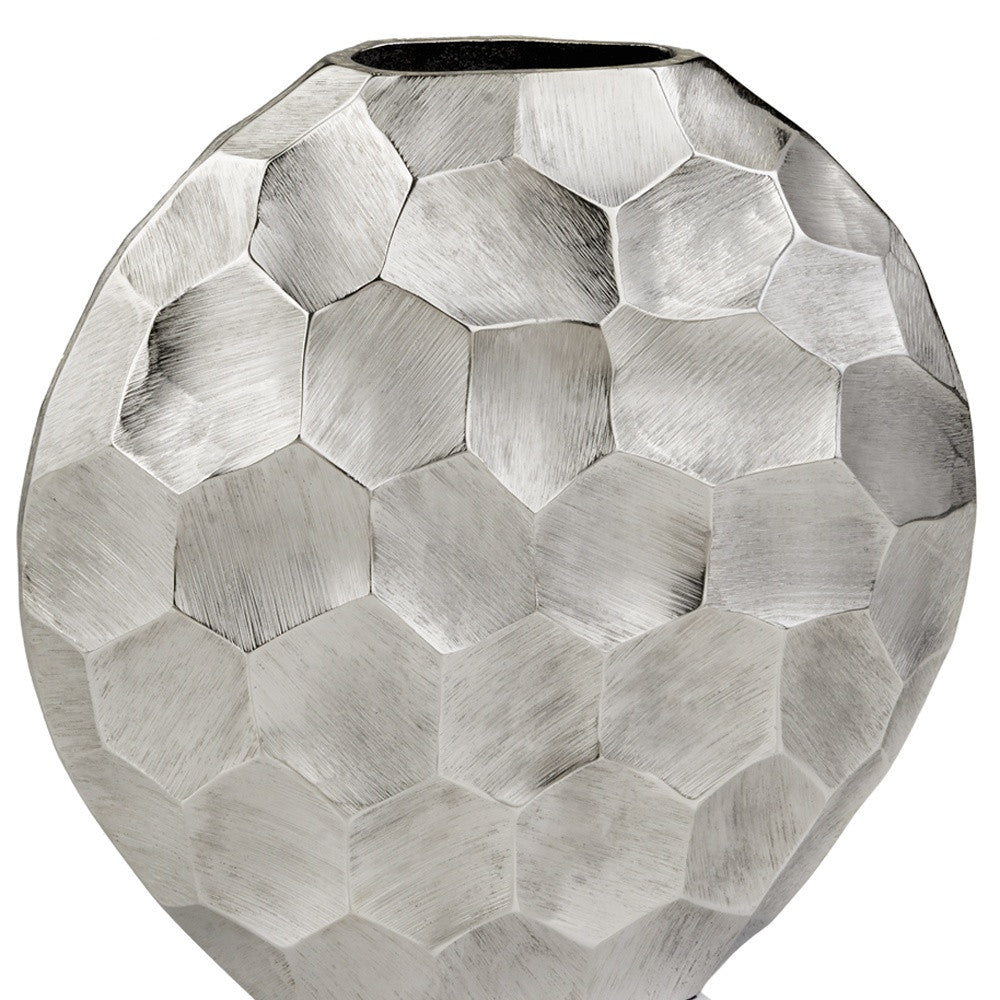 12" Silver Aluminum Cylinder Table Vase-Vases-DECOROLALA