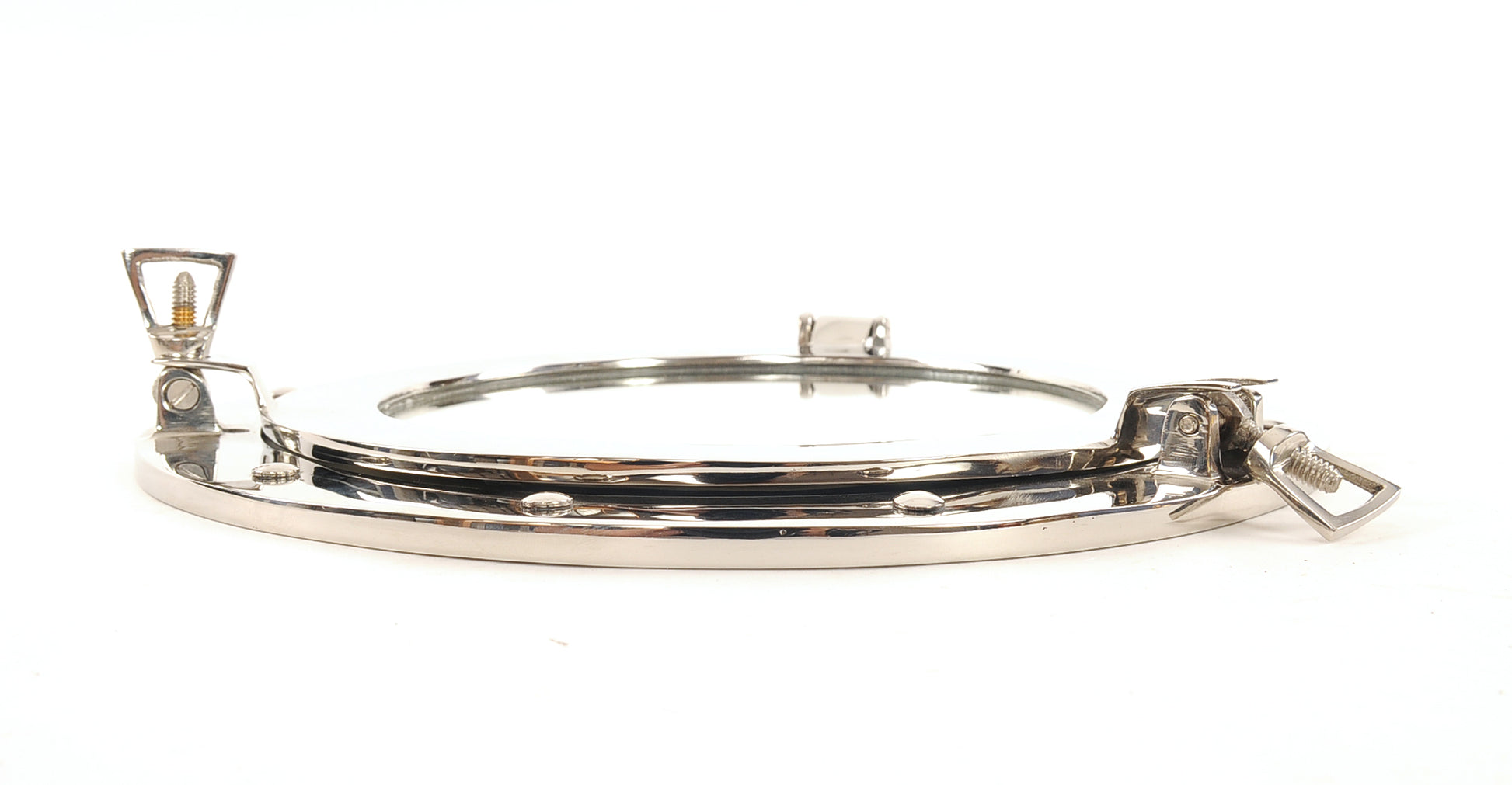 12" Silver Round Brass Framed Accent Mirror-Mirrors-DECOROLALA