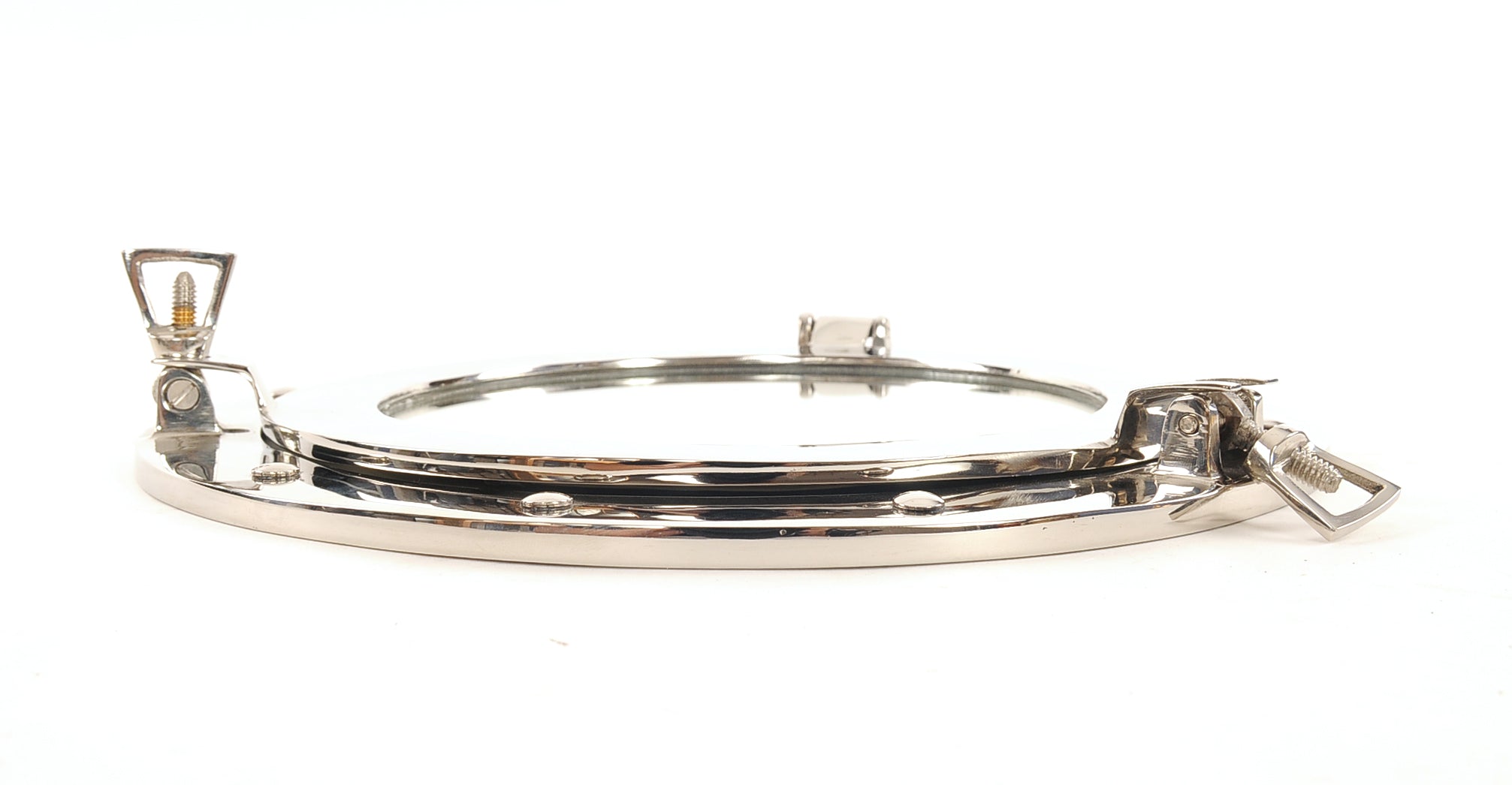 12" Silver Round Brass Framed Accent Mirror-Mirrors-DECOROLALA