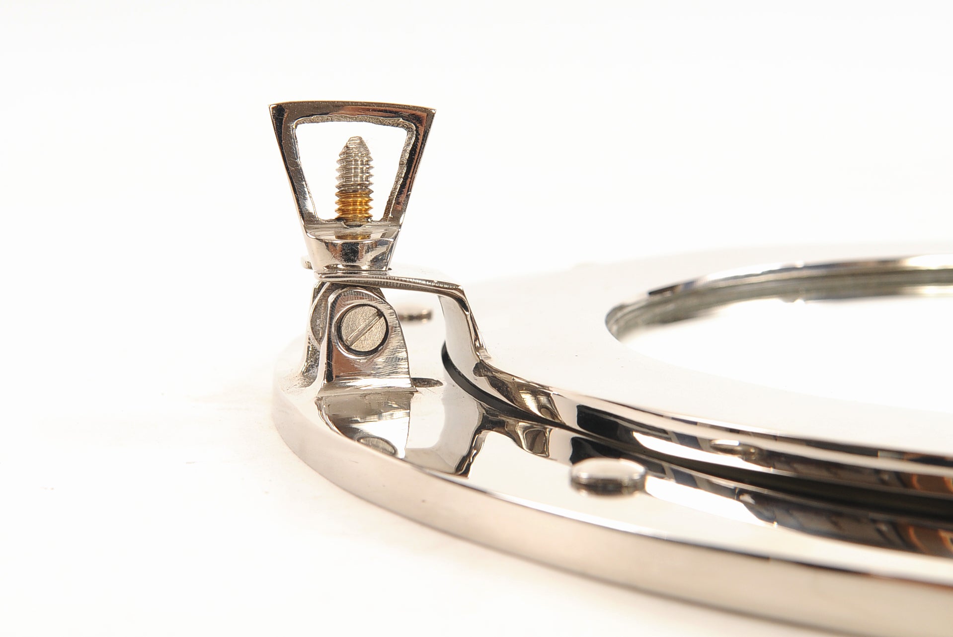 12" Silver Round Brass Framed Accent Mirror-Mirrors-DECOROLALA