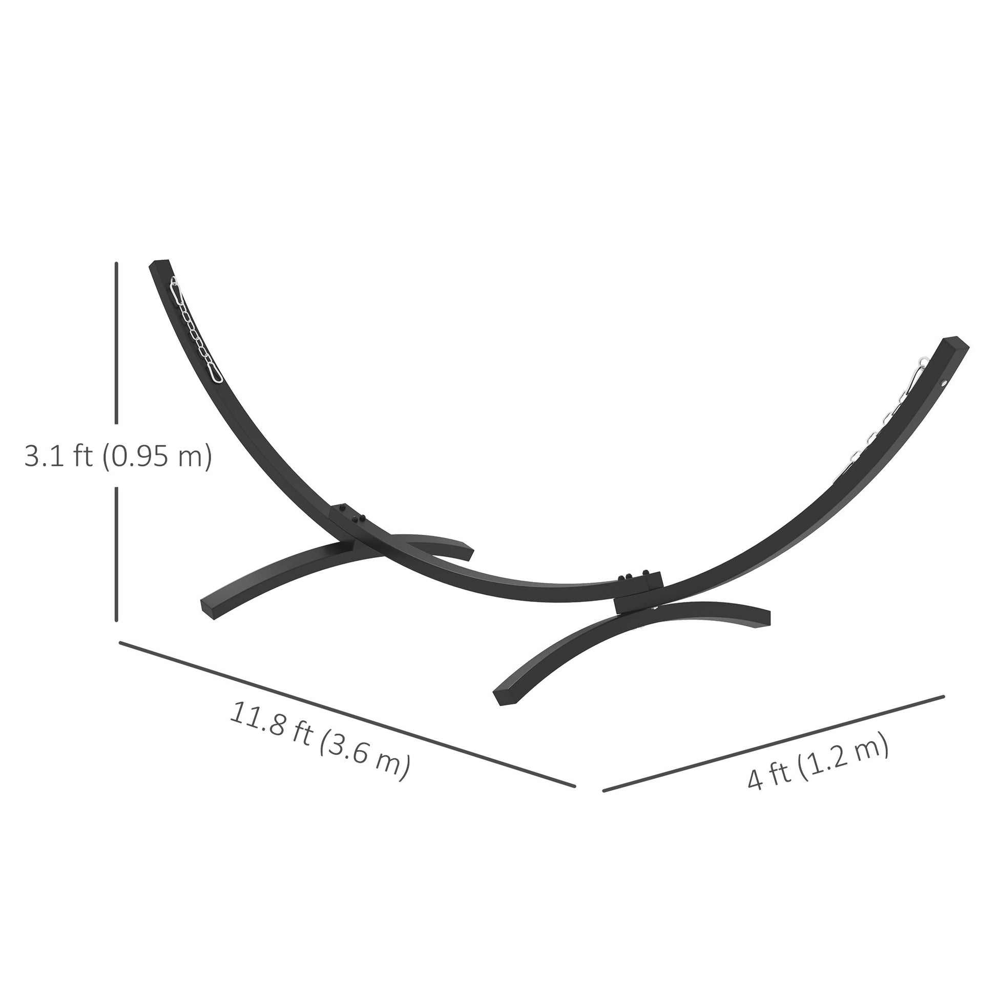 12' Steel Hammock Stand - Grey 330lbs Capacity-DECOROLALA