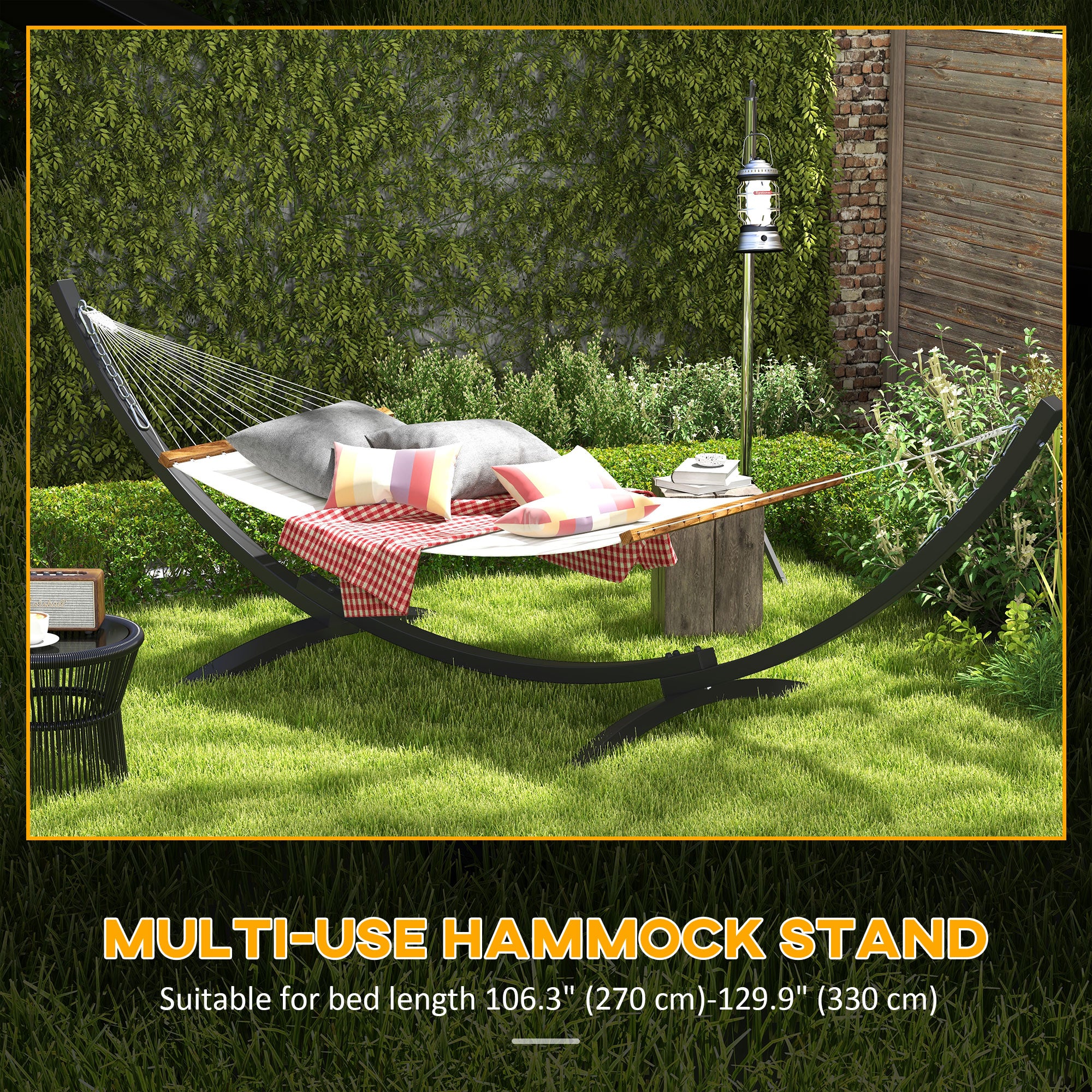 12' Steel Hammock Stand - Grey 330lbs Capacity-DECOROLALA