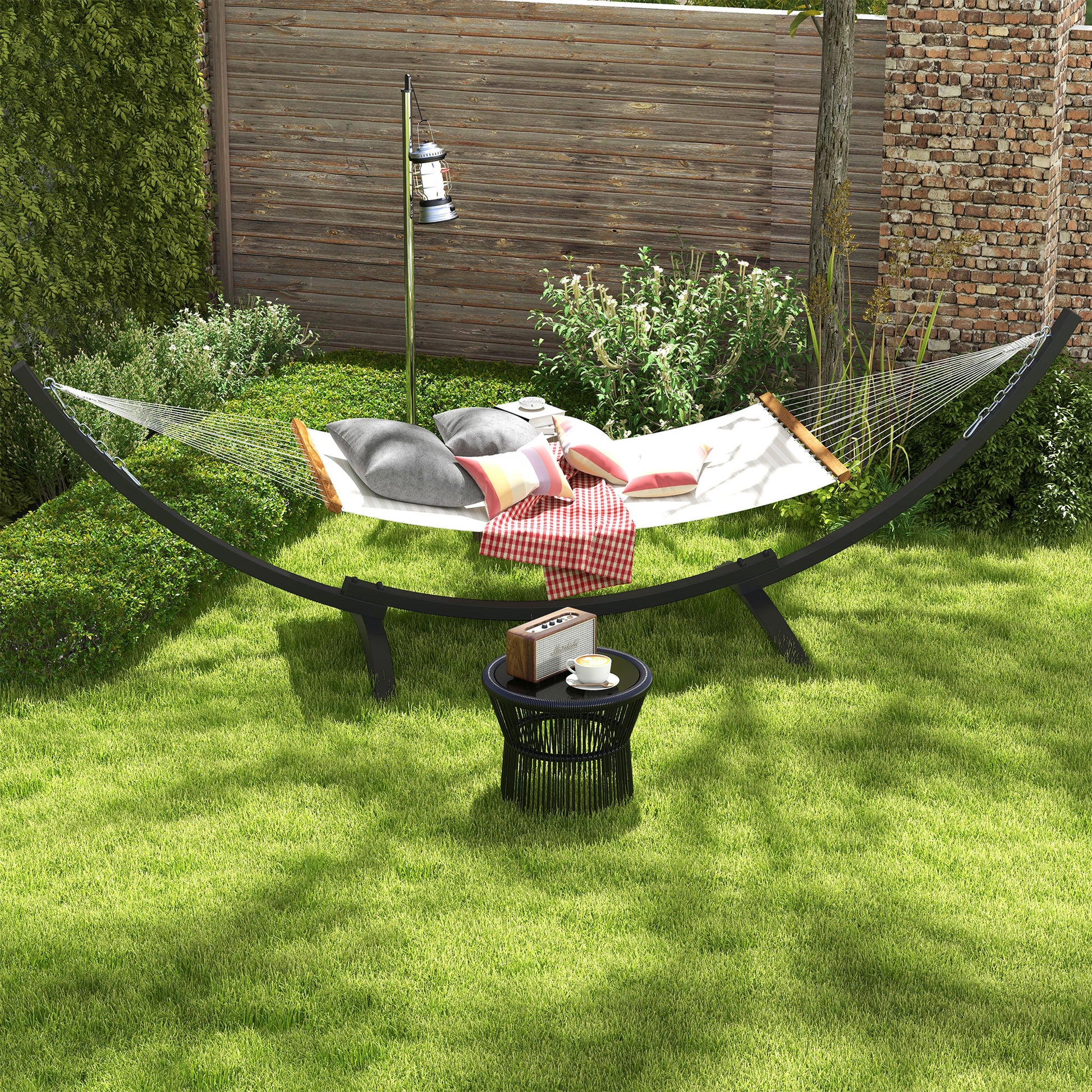 12' Steel Hammock Stand - Grey 330lbs Capacity-DECOROLALA