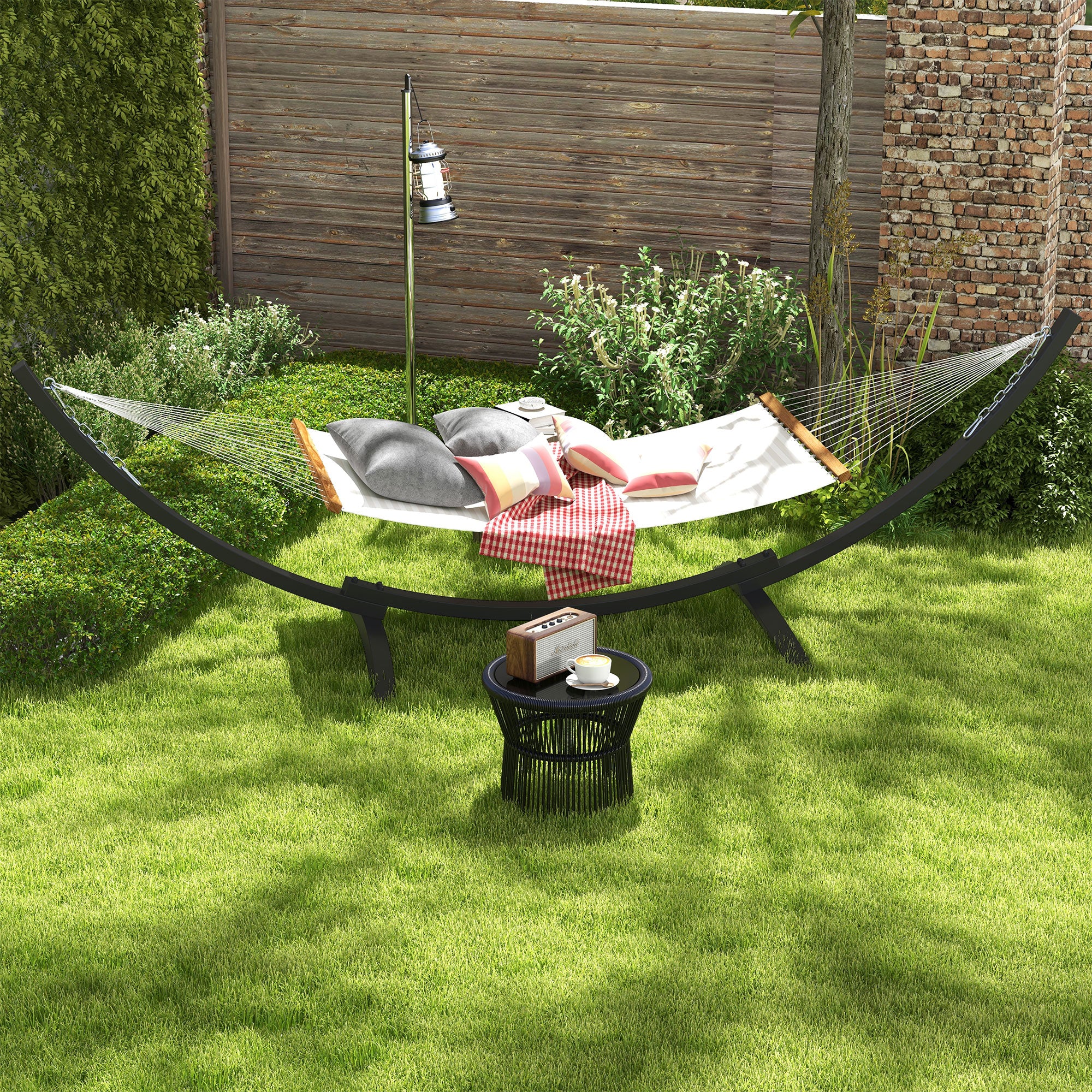 12' Steel Hammock Stand - Grey 330lbs Capacity-DECOROLALA