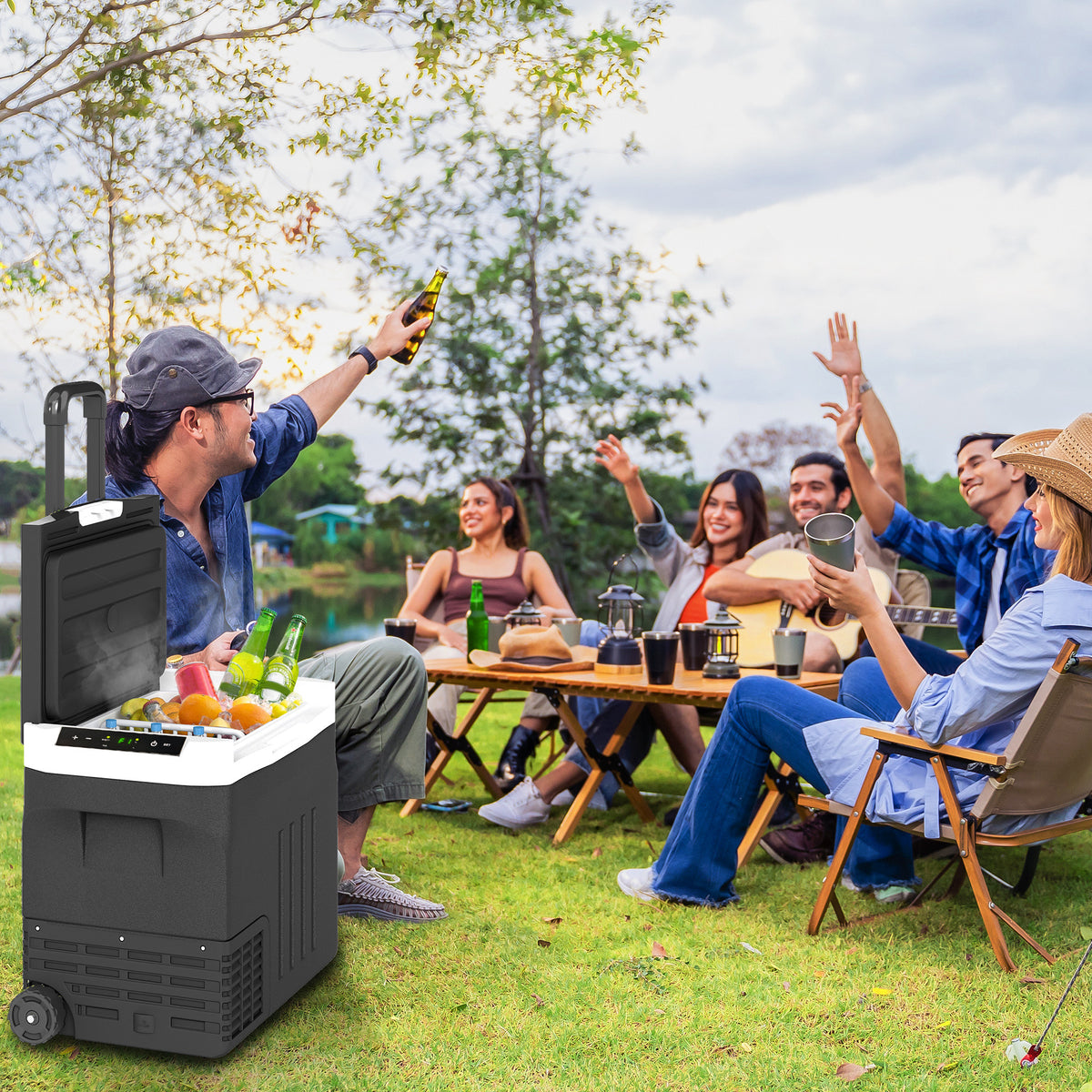 12 Volt Car Fridge Refrigerator, 42 Quart Portable Electric Cooler, 12V/24V DC & 100-240V AC, -4‚Ñâ-68‚Ñâ-Car Coolers-DECOROLALA