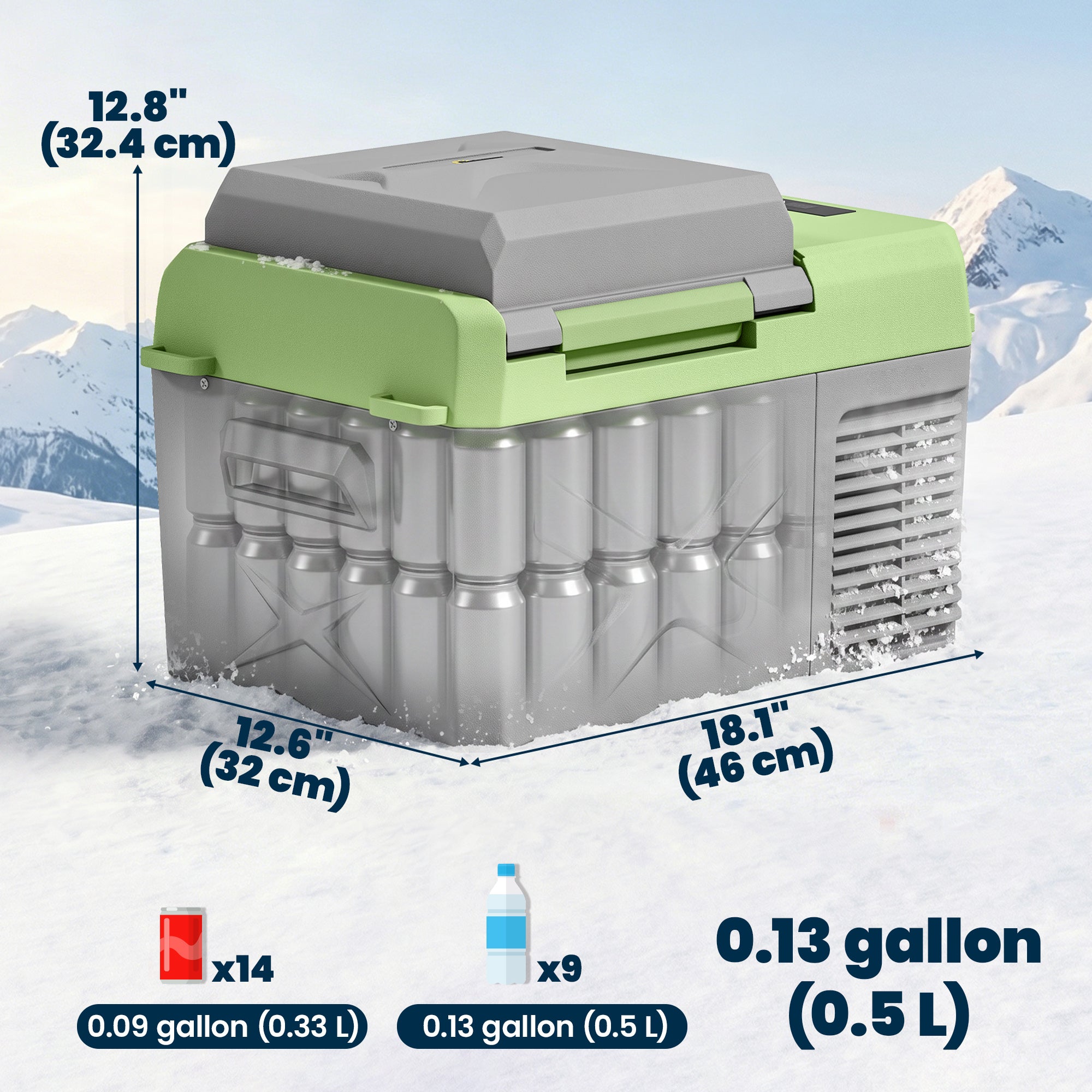 12 Volt Car Refrigerator, 12QT Car Fridge Electric Cooler, 12/24V DC and 110-240V AC, -4‚Ñâ~68‚Ñâ, Portable Refrigerator-Car Coolers-DECOROLALA