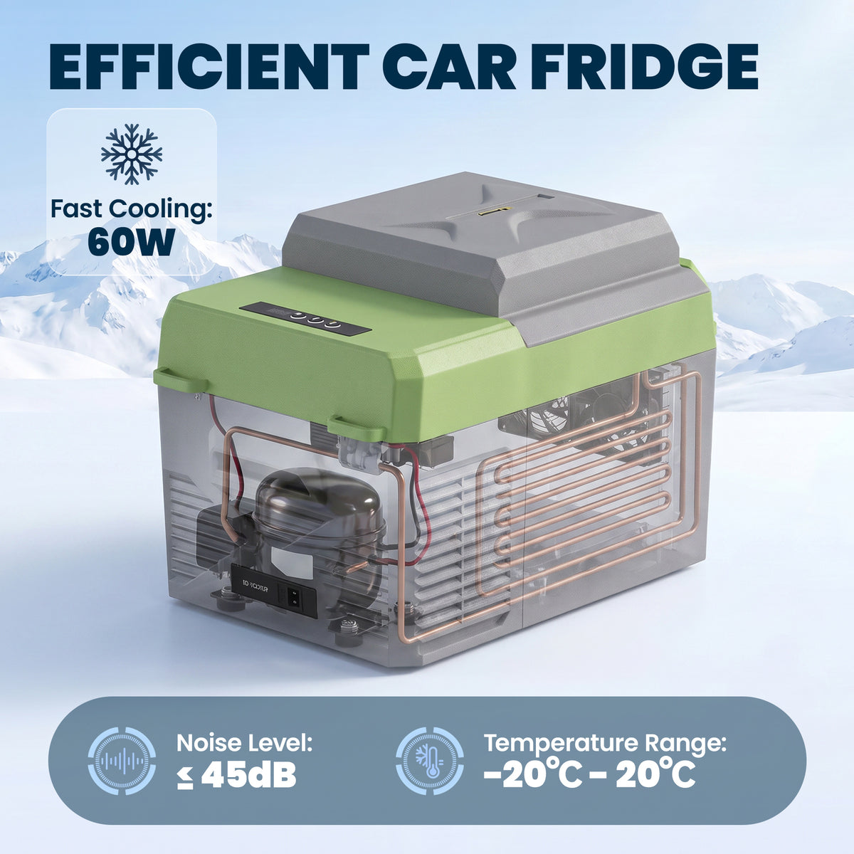 12 Volt Car Refrigerator, 12QT Car Fridge Electric Cooler, 12/24V DC and 110-240V AC, -4‚Ñâ~68‚Ñâ, Portable Refrigerator-Car Coolers-DECOROLALA