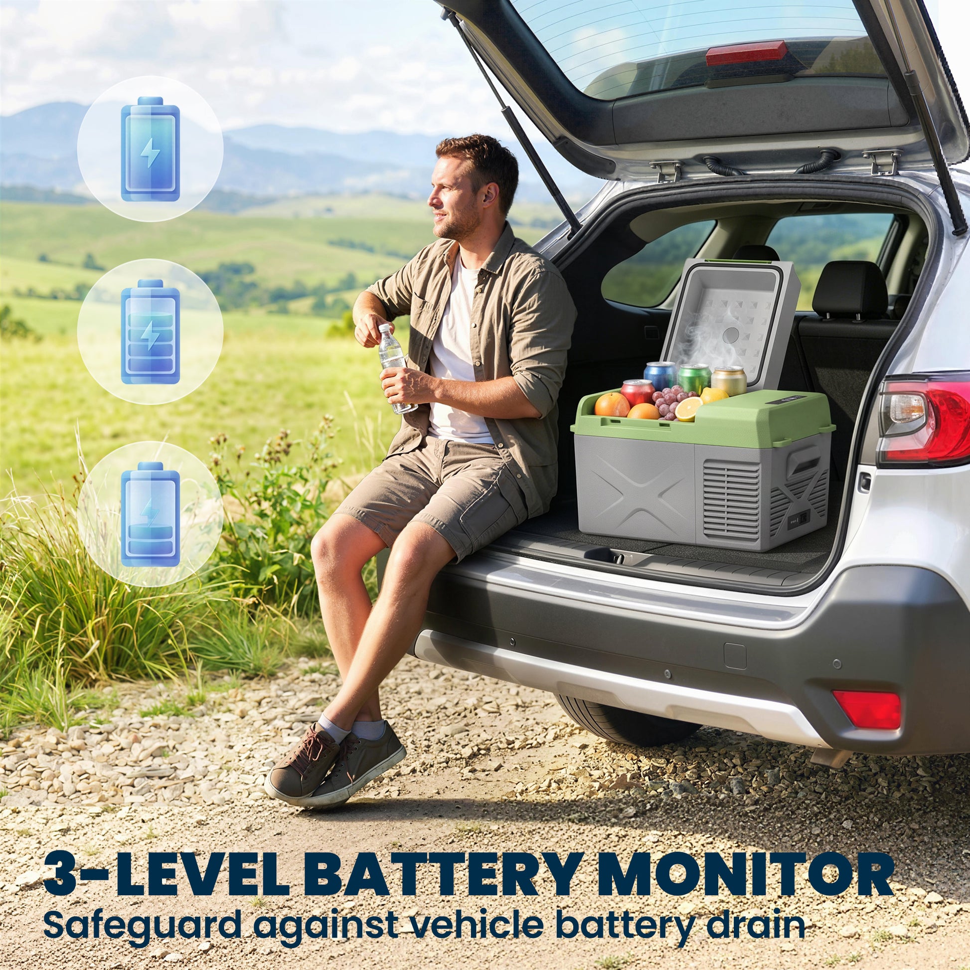 12 Volt Car Refrigerator, 12QT Car Fridge Electric Cooler, 12/24V DC and 110-240V AC, -4‚Ñâ~68‚Ñâ, Portable Refrigerator-Car Coolers-DECOROLALA