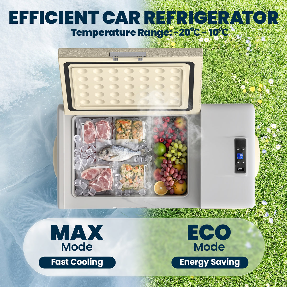 12 Volt Car Refrigerator, 17QT Car Fridge Electric Cooler, 12/24V DC and 100-240V AC, -4‚Ñâ-50‚Ñâ, Portable Refrigerator-Car Coolers-DECOROLALA
