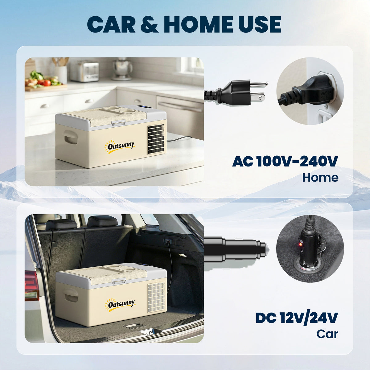 12 Volt Car Refrigerator, 17QT Car Fridge Electric Cooler, 12/24V DC and 100-240V AC, -4‚Ñâ-50‚Ñâ, Portable Refrigerator-Car Coolers-DECOROLALA