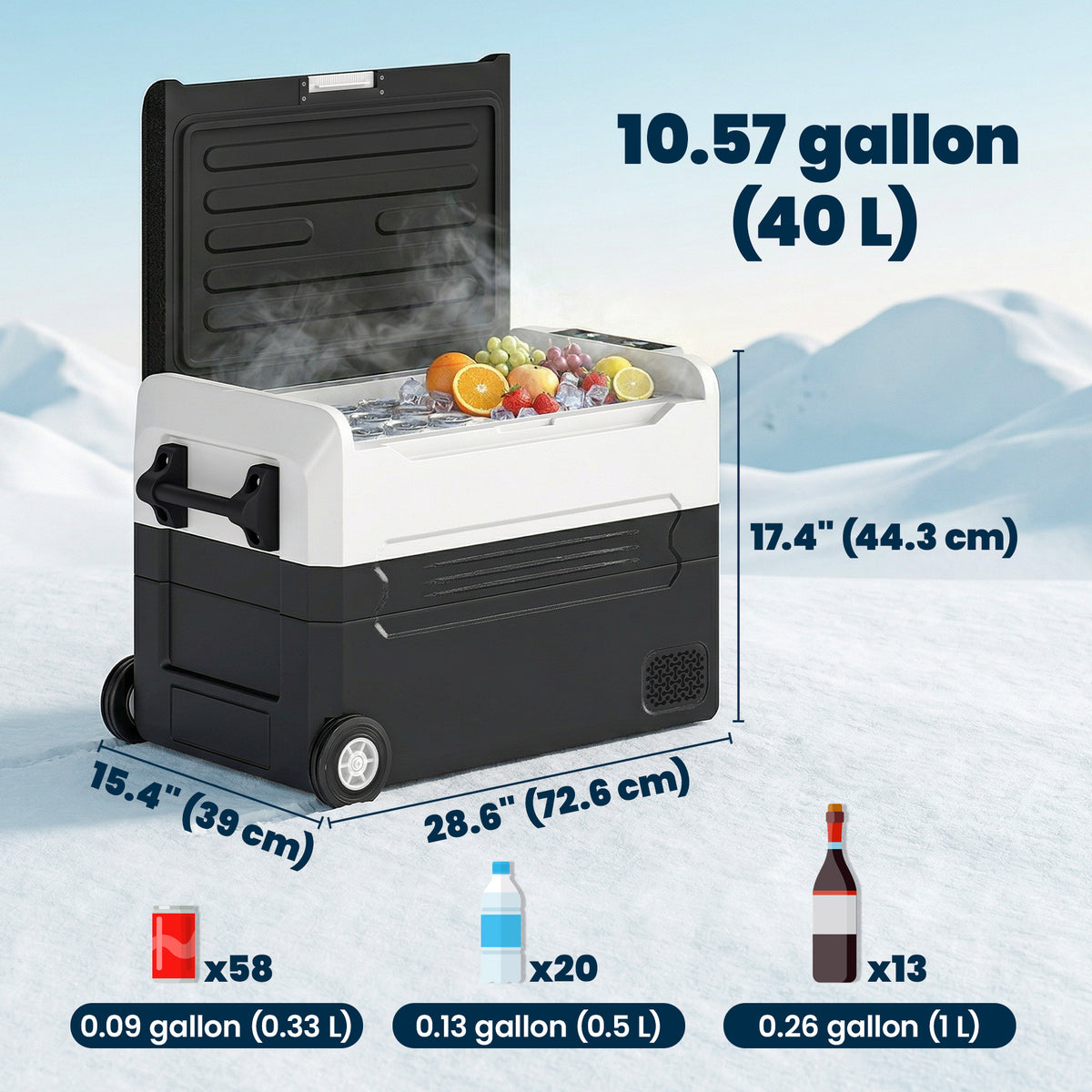 12 Volt Car Refrigerator, 42QT Car Fridge with App Control, 12/24V DC and 100-240V AC, Black-Car Coolers-DECOROLALA