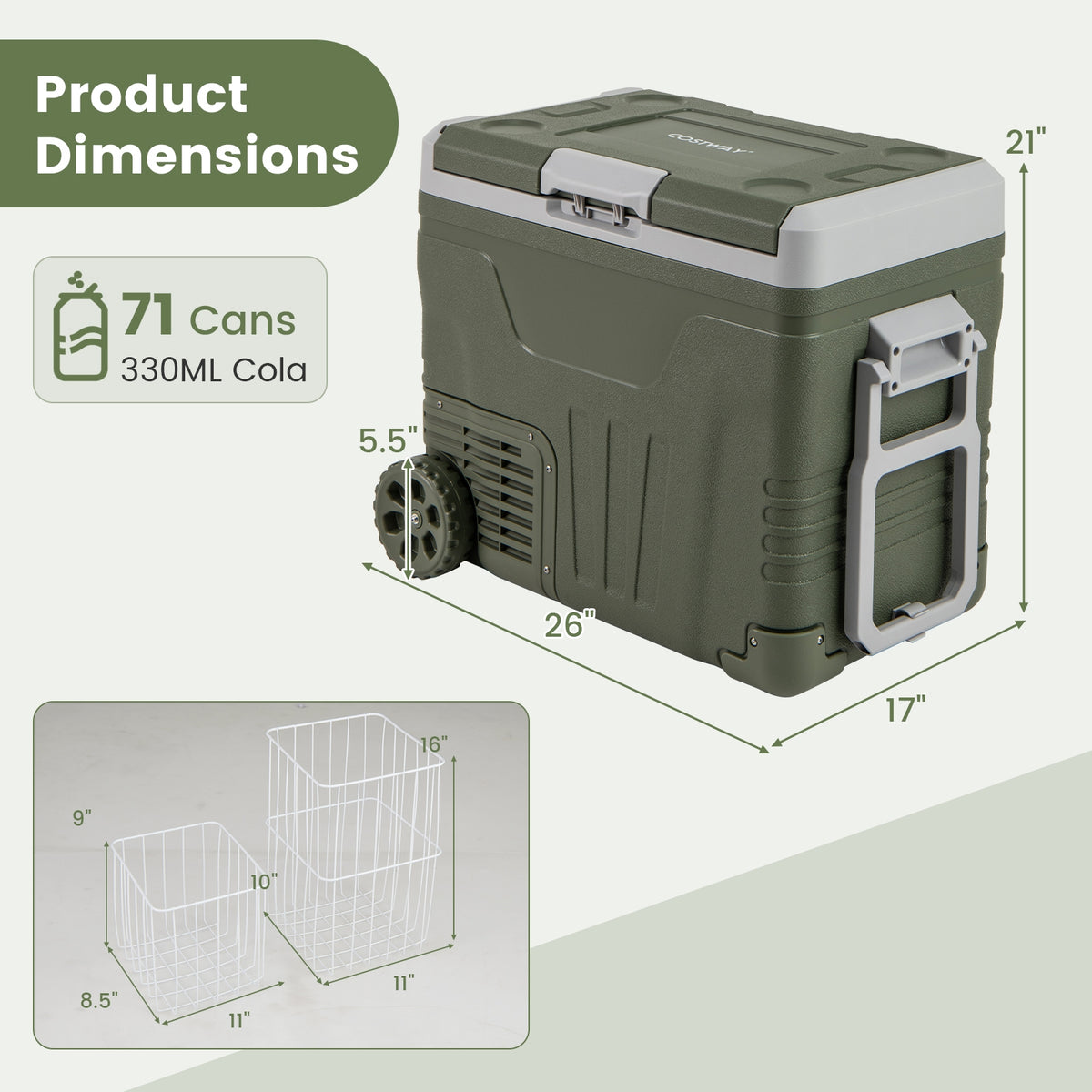 12 Volt Car Refrigerator Portable Car Fridge with Adjustable Range-50L-Coolers-DECOROLALA