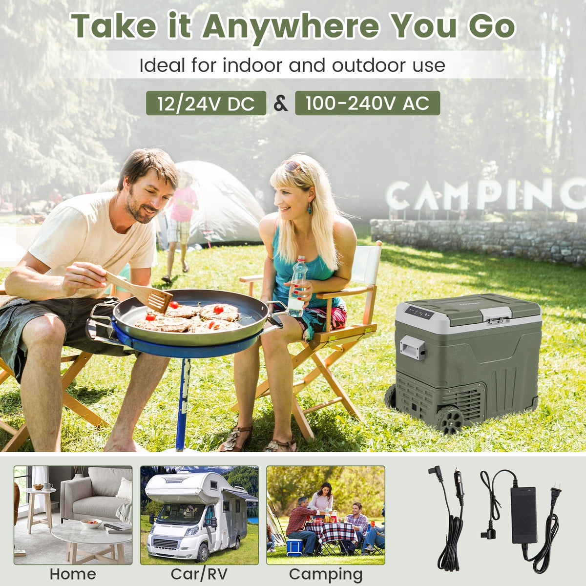 12 Volt Car Refrigerator Portable Car Fridge with Adjustable Range-50L-Coolers-DECOROLALA