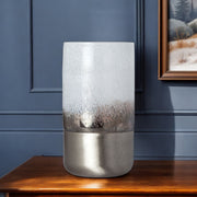 12" White Abstract Crystal Glass Cylinder Table Vase-Vases-DECOROLALA