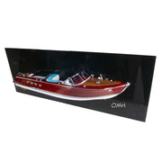 12" Wood Brown Riva Aquarama Half Hull Hand Painted Decorative Boat-Sculptures-DECOROLALA