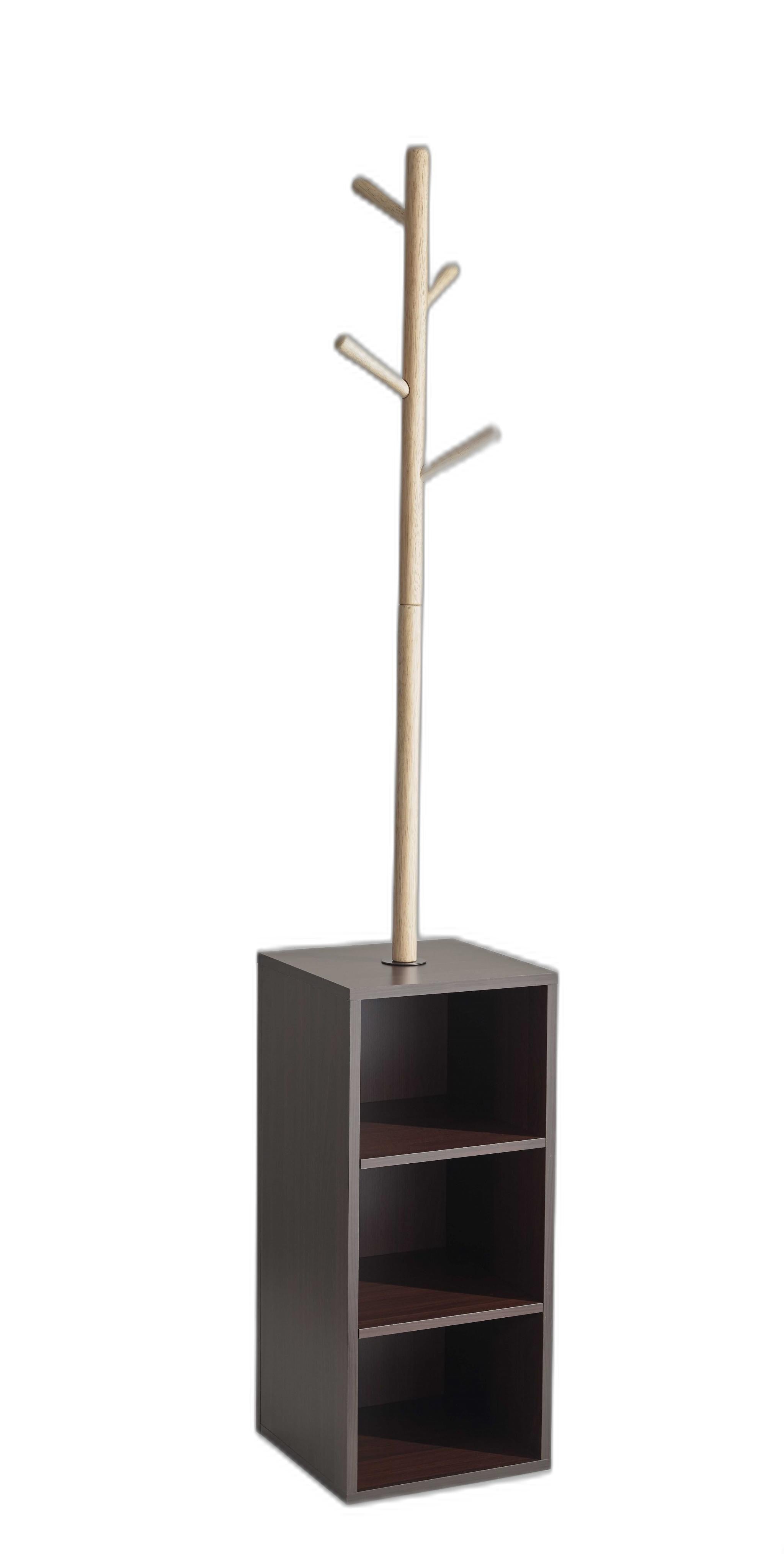 12" X 12" X 69" Walnut Walnut Storage Coat Rack-Coat Hangers-DECOROLALA