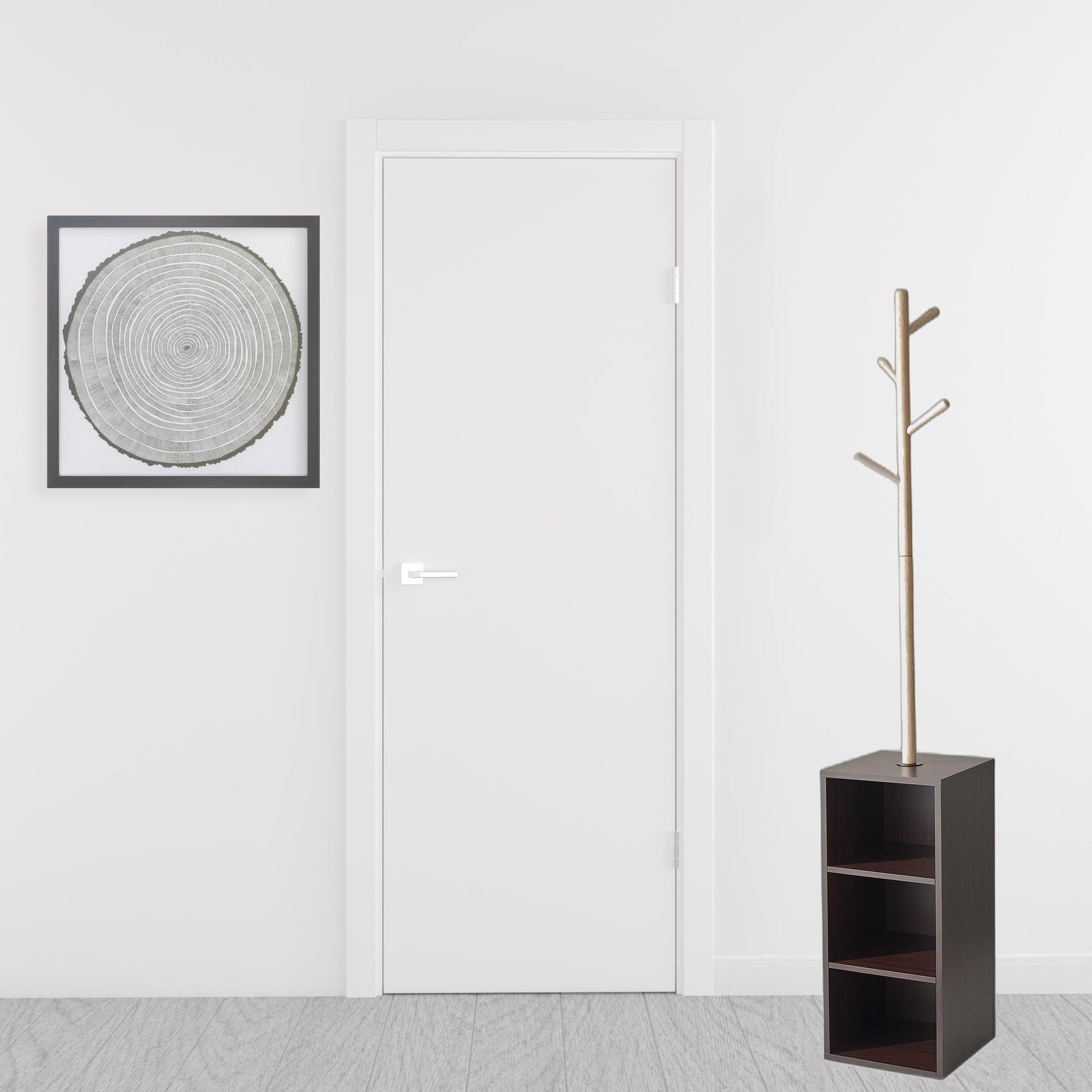 12" X 12" X 69" Walnut Walnut Storage Coat Rack-Coat Hangers-DECOROLALA