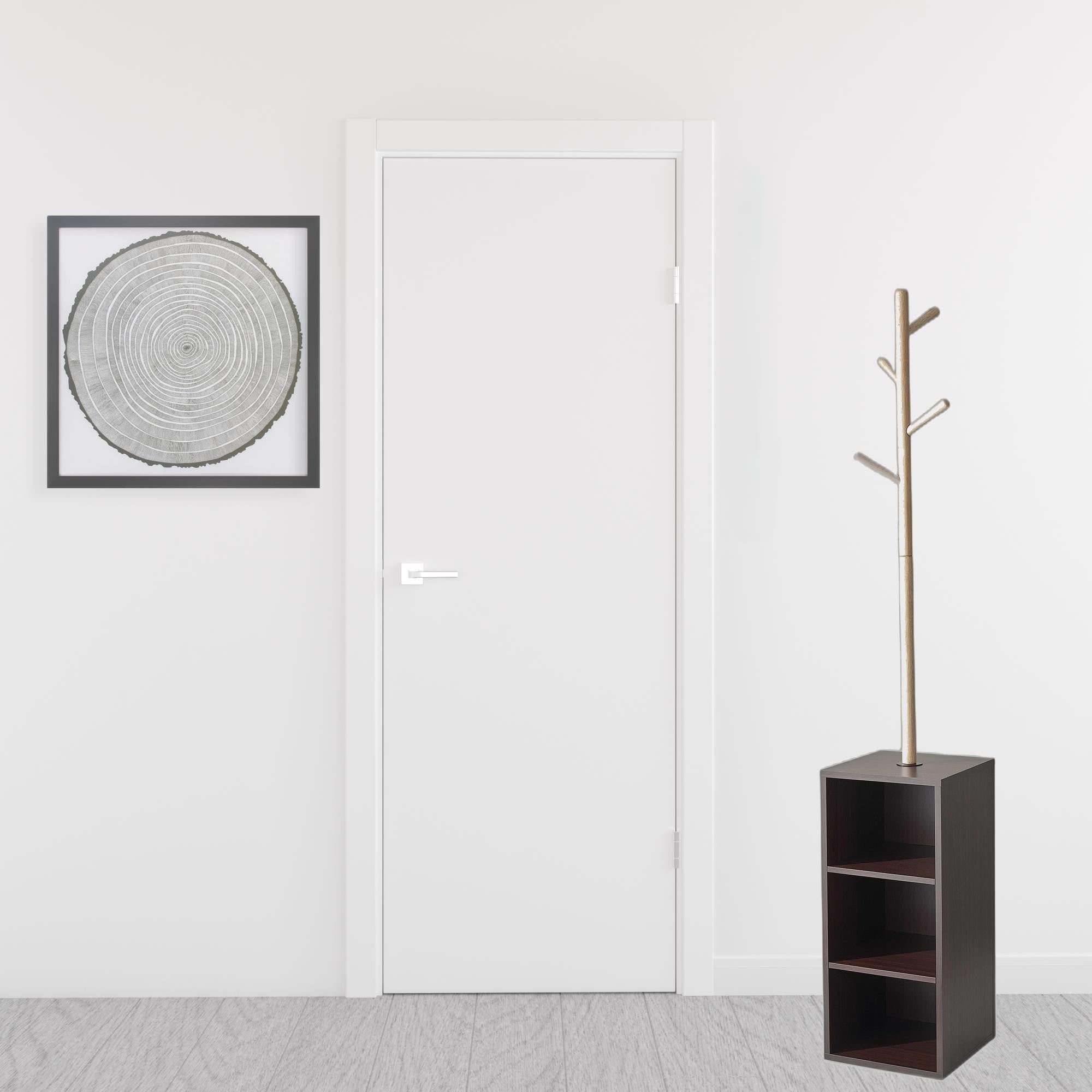 12" X 12" X 69" Walnut Walnut Storage Coat Rack-Coat Hangers-DECOROLALA