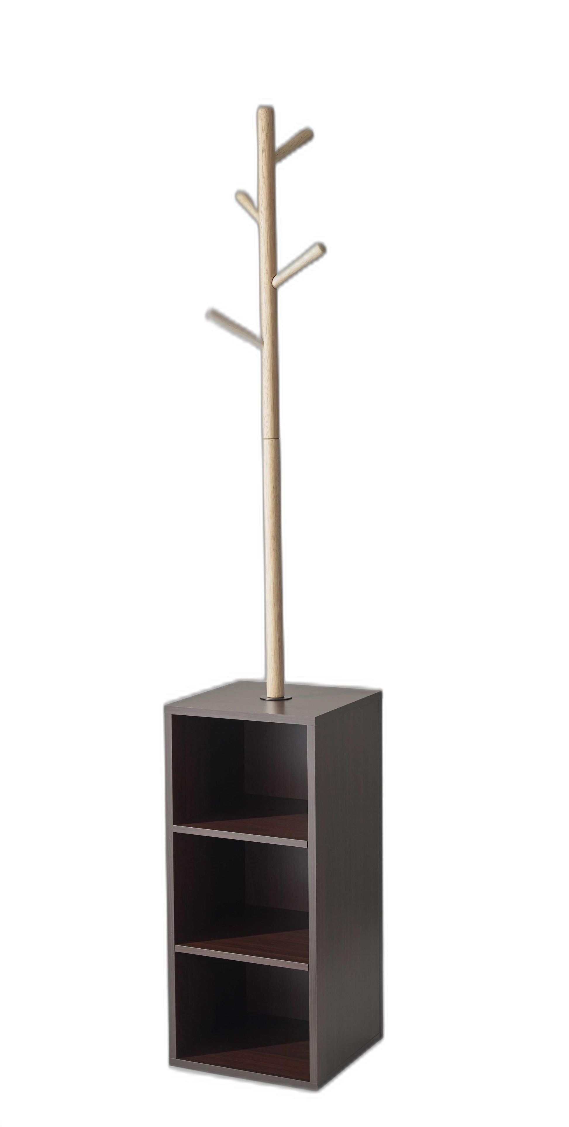 12" X 12" X 69" Walnut Walnut Storage Coat Rack-Coat Hangers-DECOROLALA