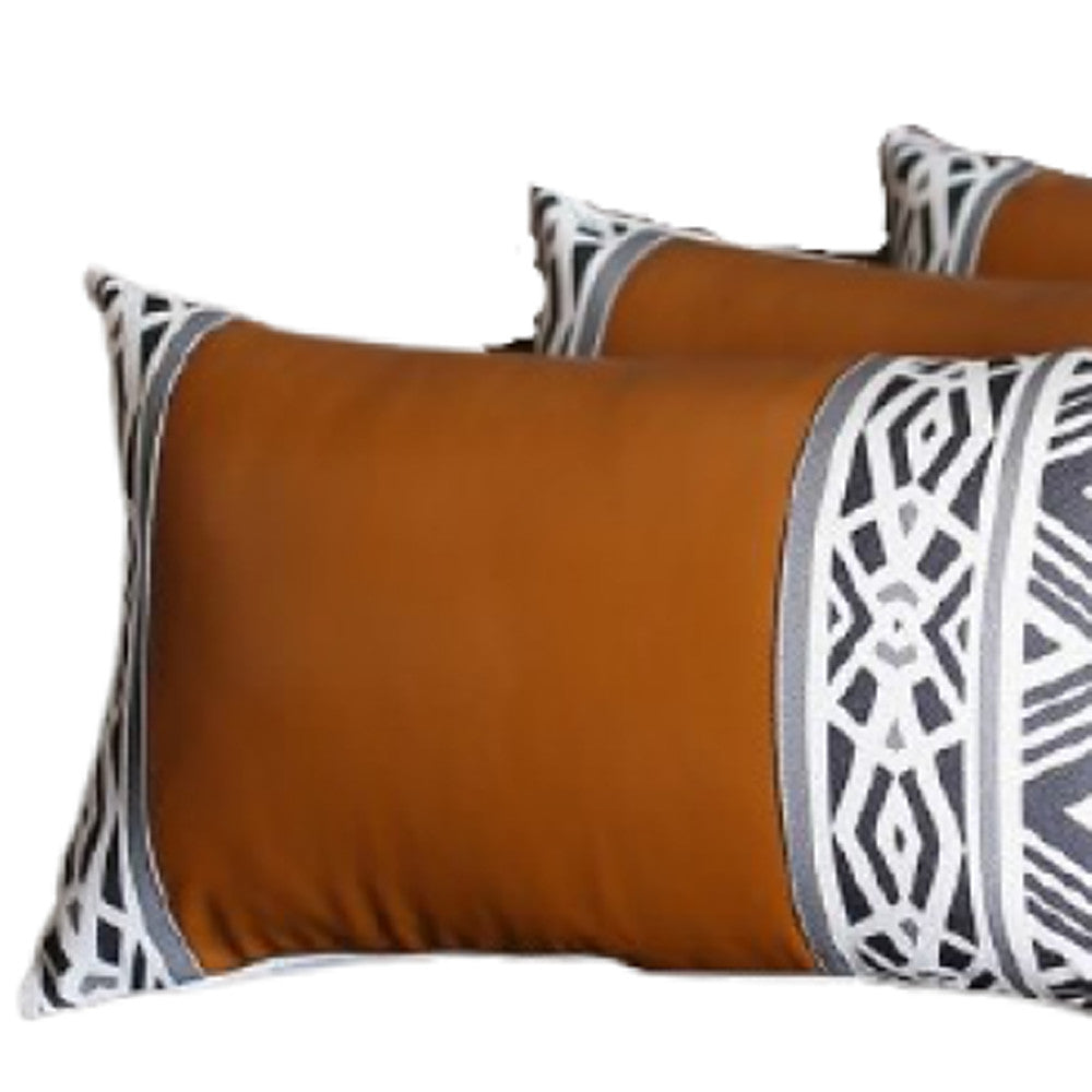12 X 20 Brown Faux Leather Lumbar Pillow Cover-Accent Throw Pillows-DECOROLALA