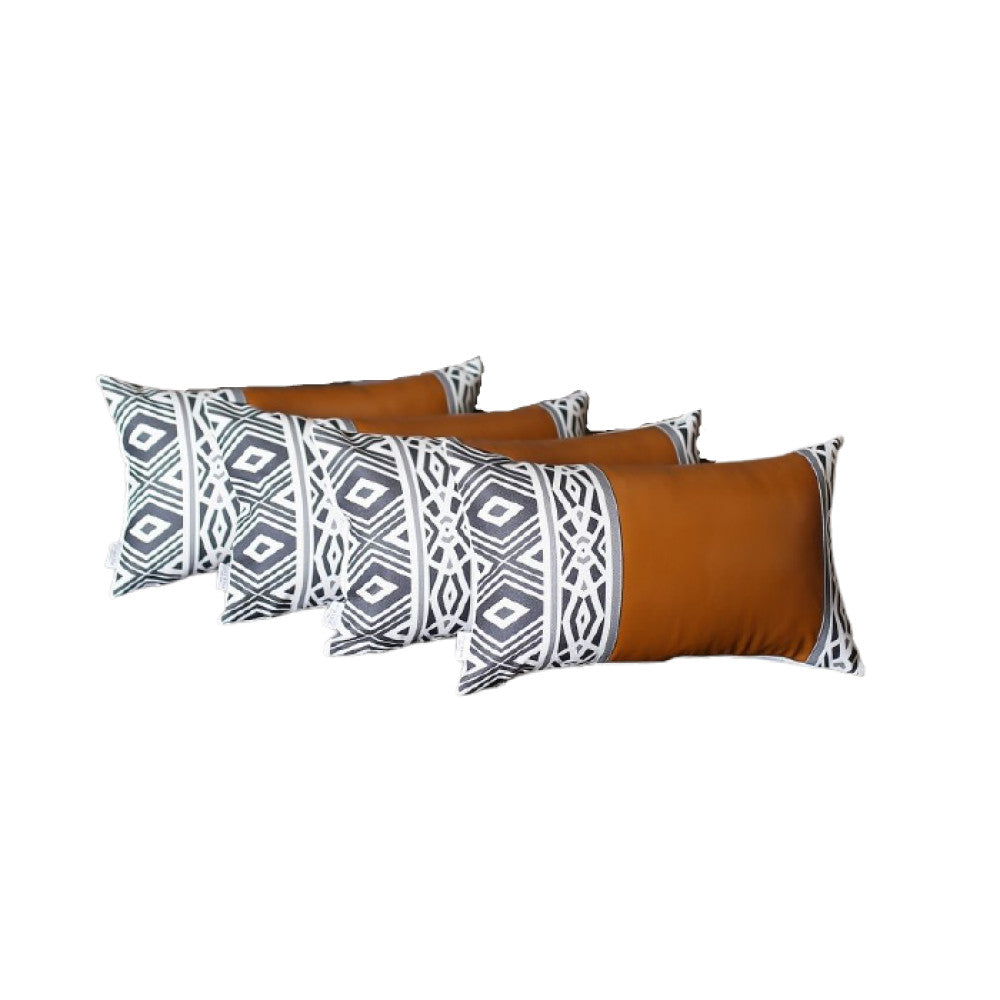 12 X 20 Brown Faux Leather Lumbar Pillow Cover-Accent Throw Pillows-DECOROLALA