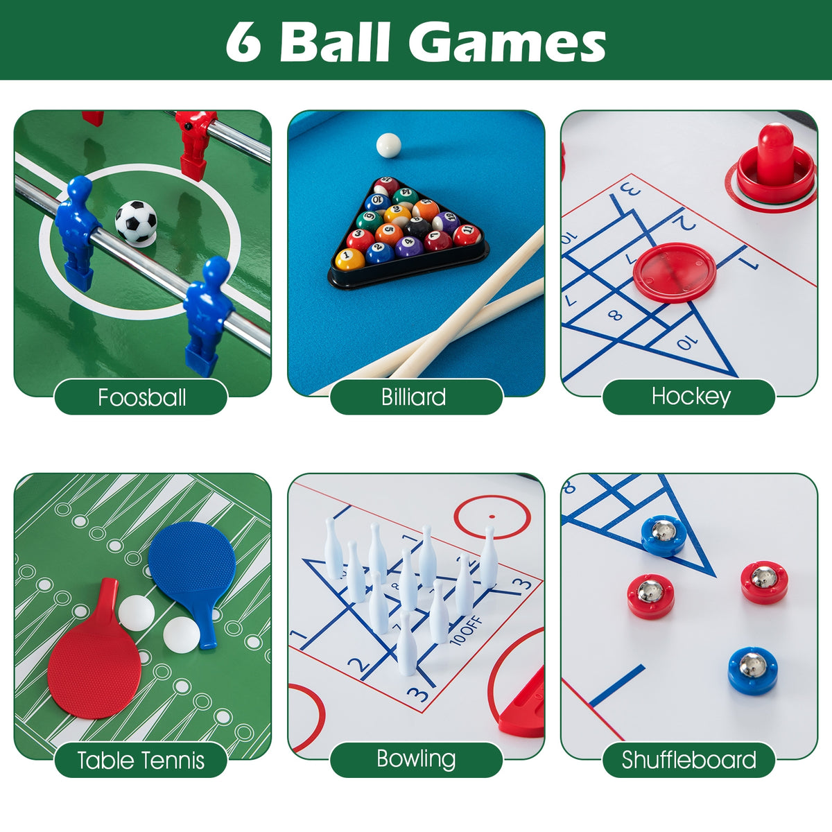 12-in-1 Combo Game Table Set - Foosball, Air Hockey, Pool & More-Game Room Products-DECOROLALA