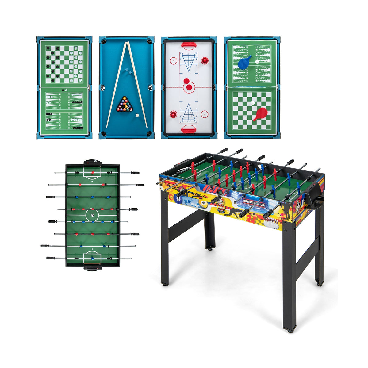 12-in-1 Combo Game Table Set - Foosball, Air Hockey, Pool & More-Game Room Products-DECOROLALA