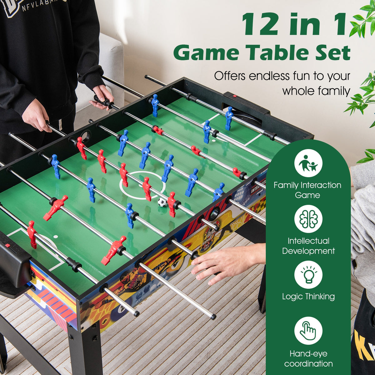 12-in-1 Combo Game Table Set - Foosball, Air Hockey, Pool & More-Game Room Products-DECOROLALA