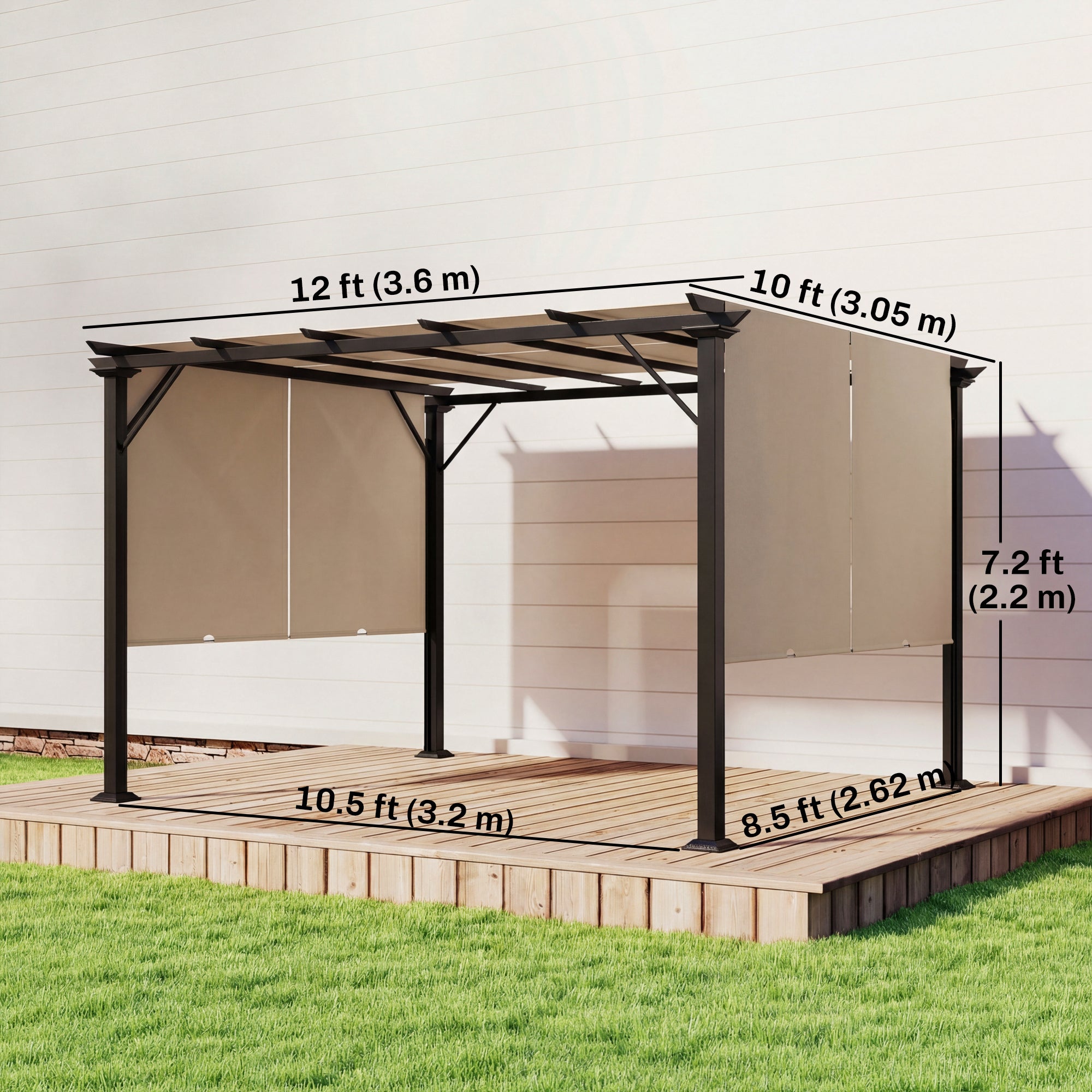 12' x 10' Outdoor Gazebo Pergola Retractable Canopy-DECOROLALA