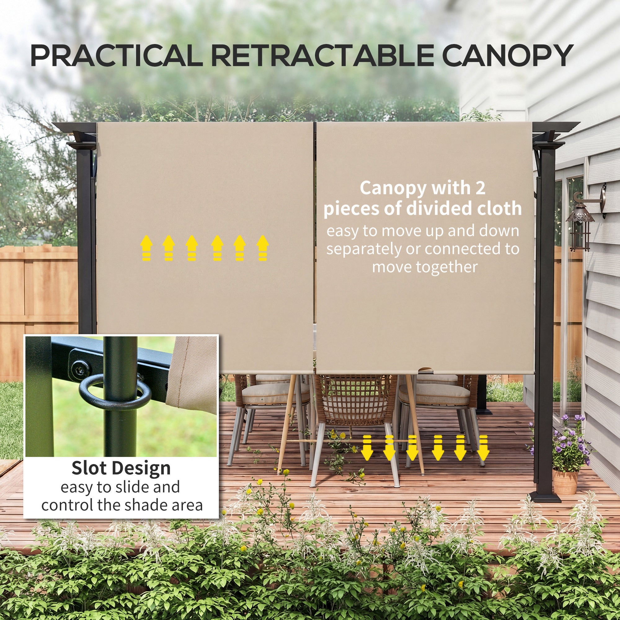 12' x 10' Outdoor Gazebo Pergola Retractable Canopy-DECOROLALA