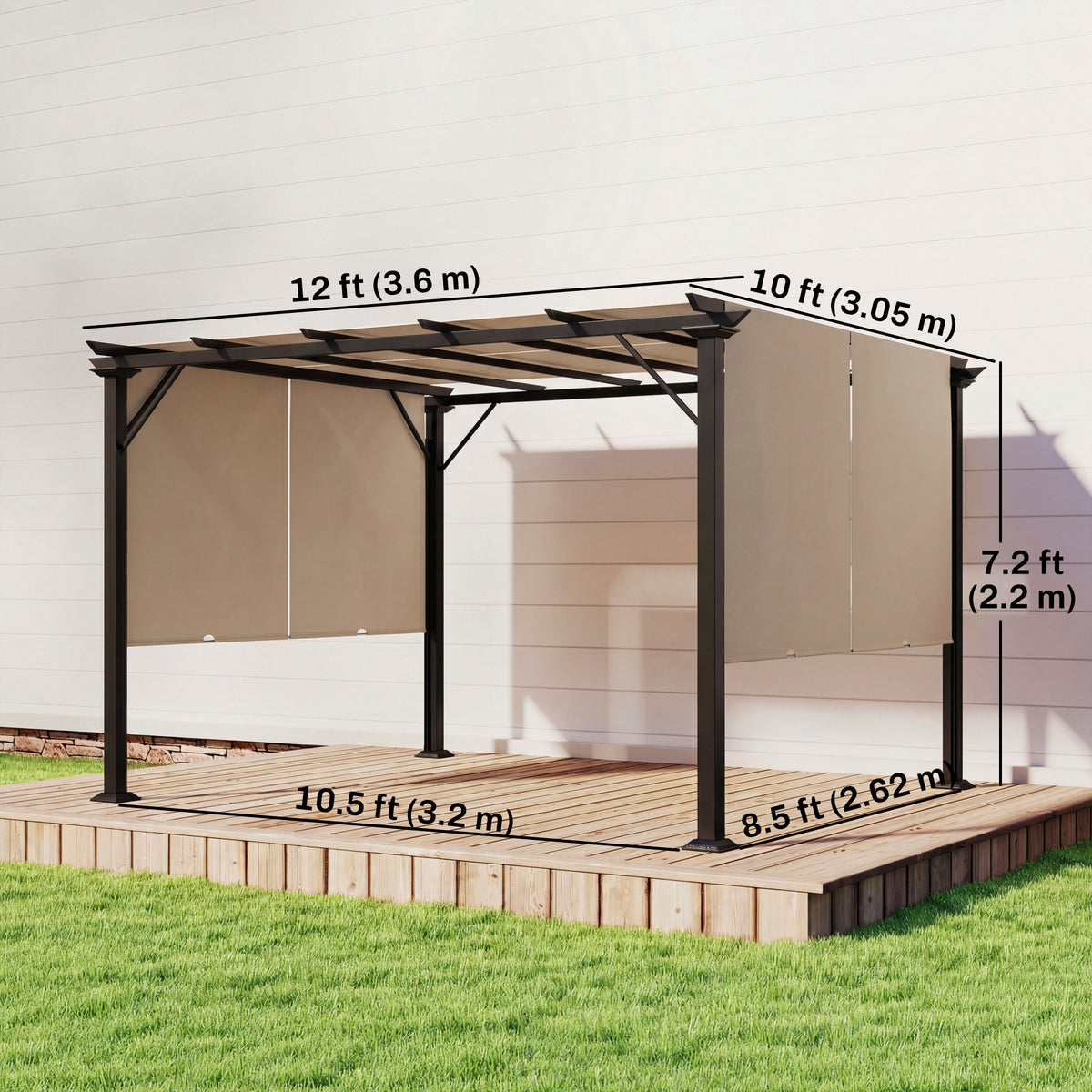 12' x 10' Outdoor Gazebo Pergola Retractable Canopy-Pergolas-DECOROLALA