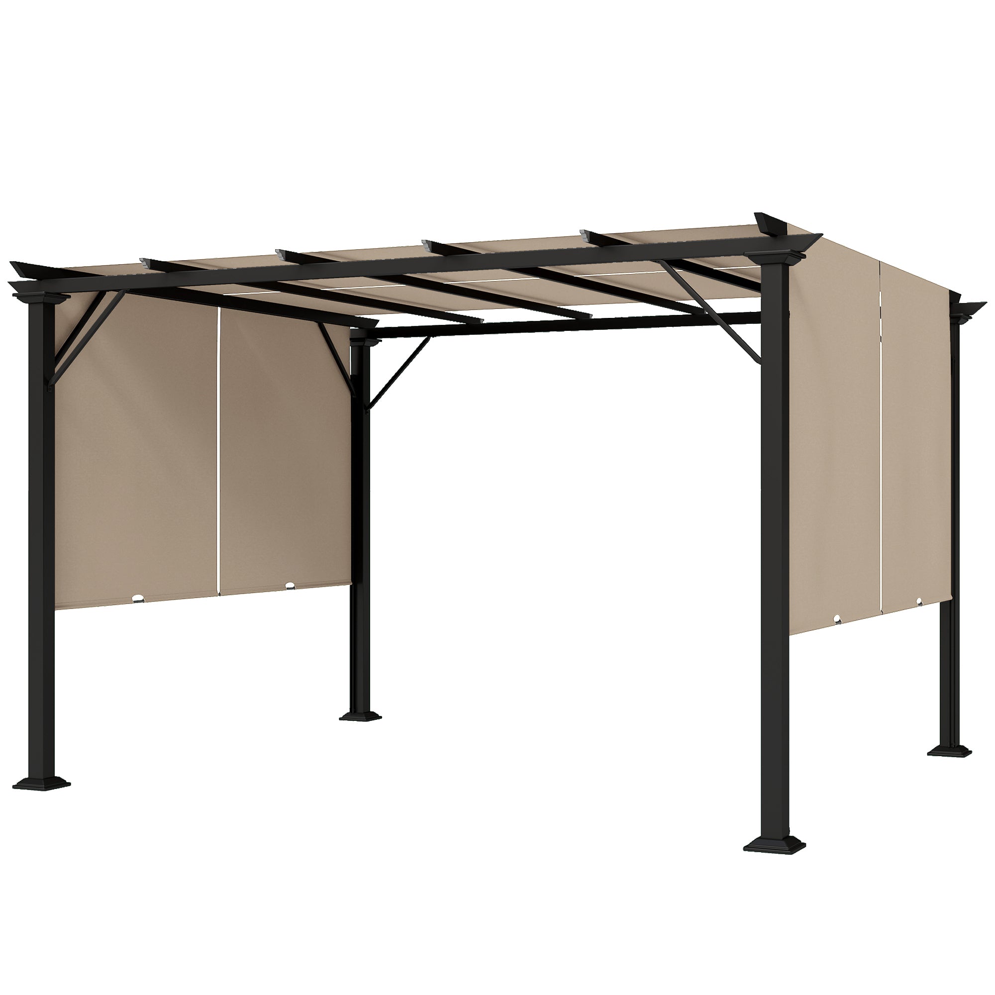 12' x 10' Outdoor Gazebo Pergola Retractable Canopy-DECOROLALA