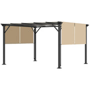 12' x 10' Patio Gazebo Pergola Retractable Canopy Beige-DECOROLALA
