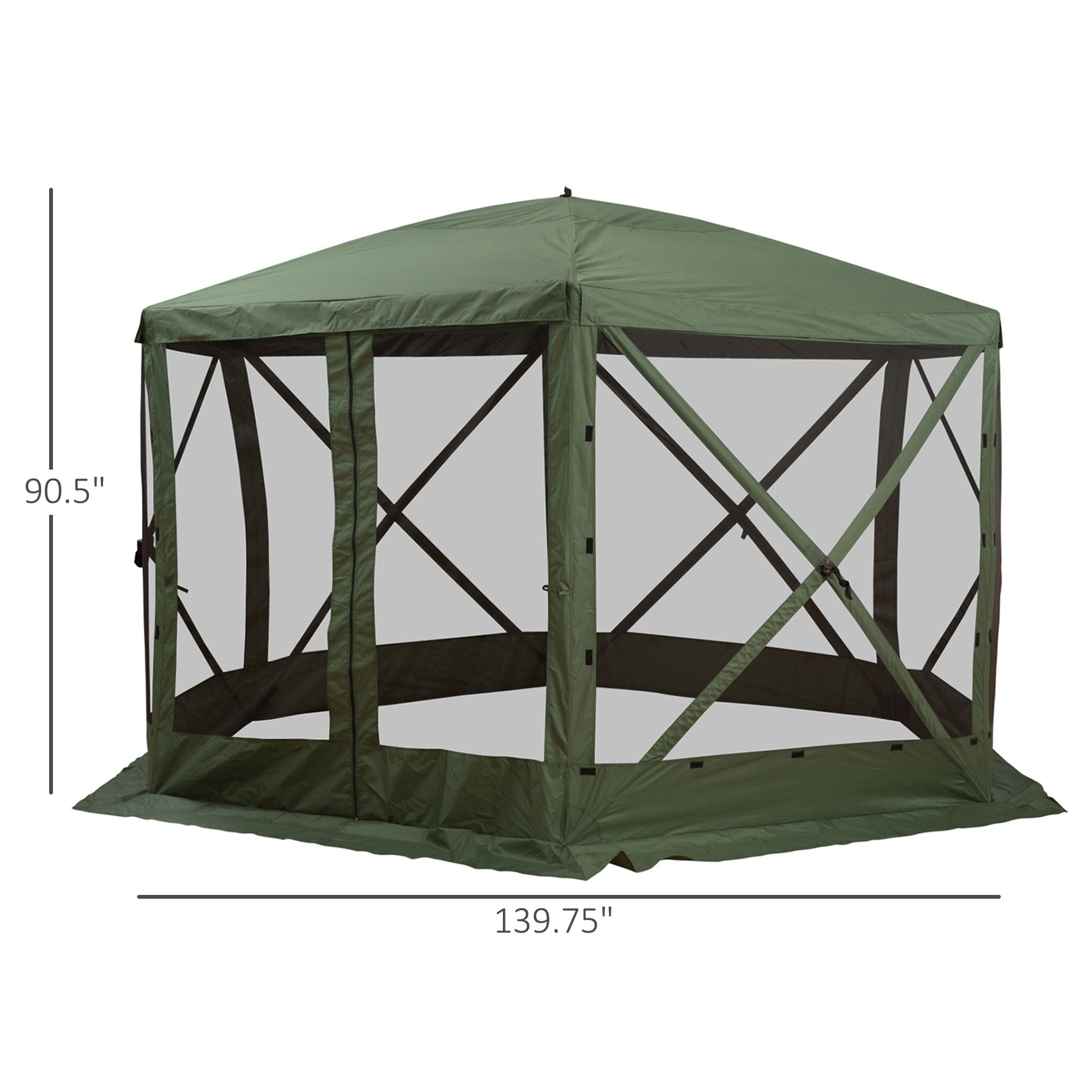 12' x 12' Hexagon Pop Up Screen Tent - Green-DECOROLALA