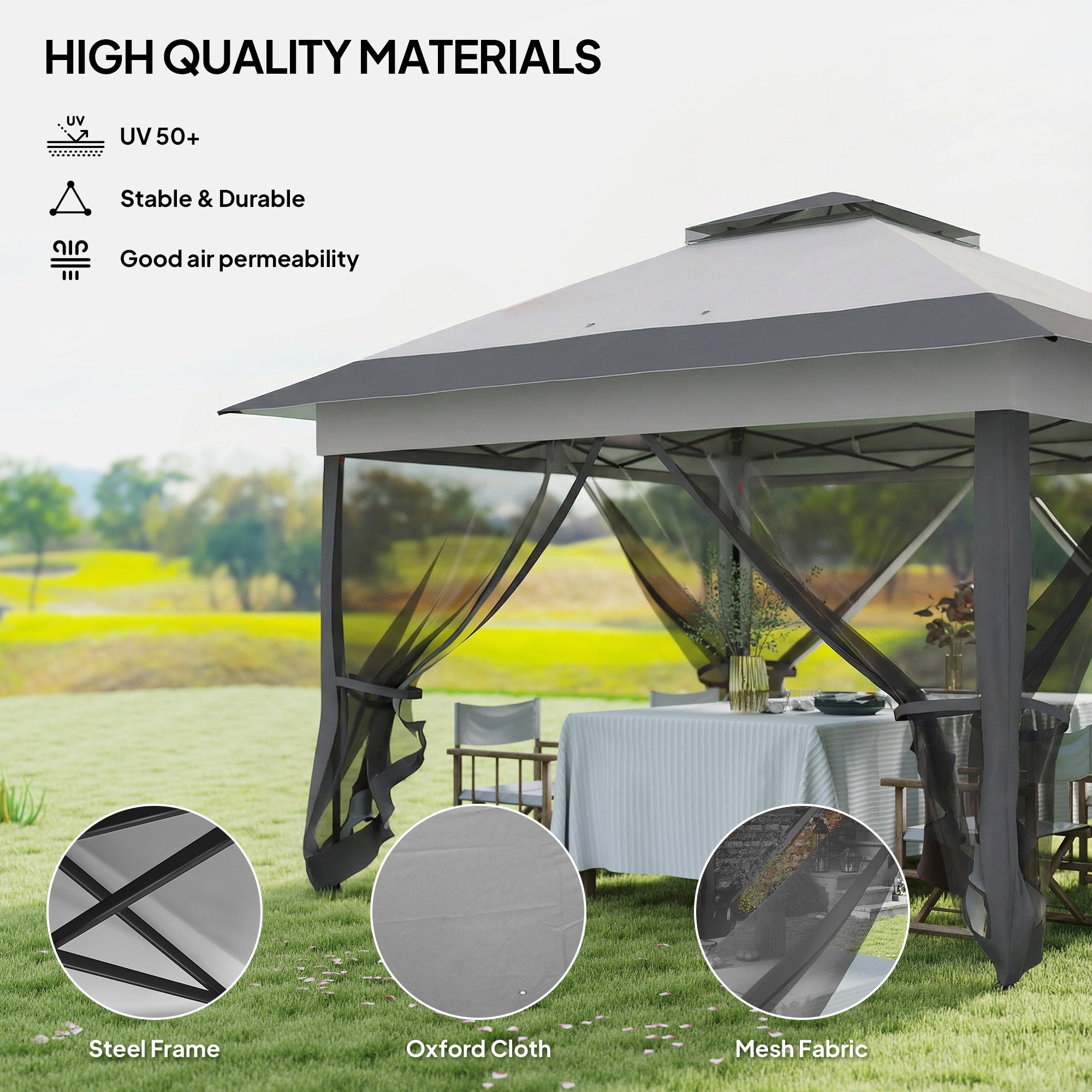 12' x 12' Pop-Up Canopy Tent - Dark Grey Steel Frame-DECOROLALA