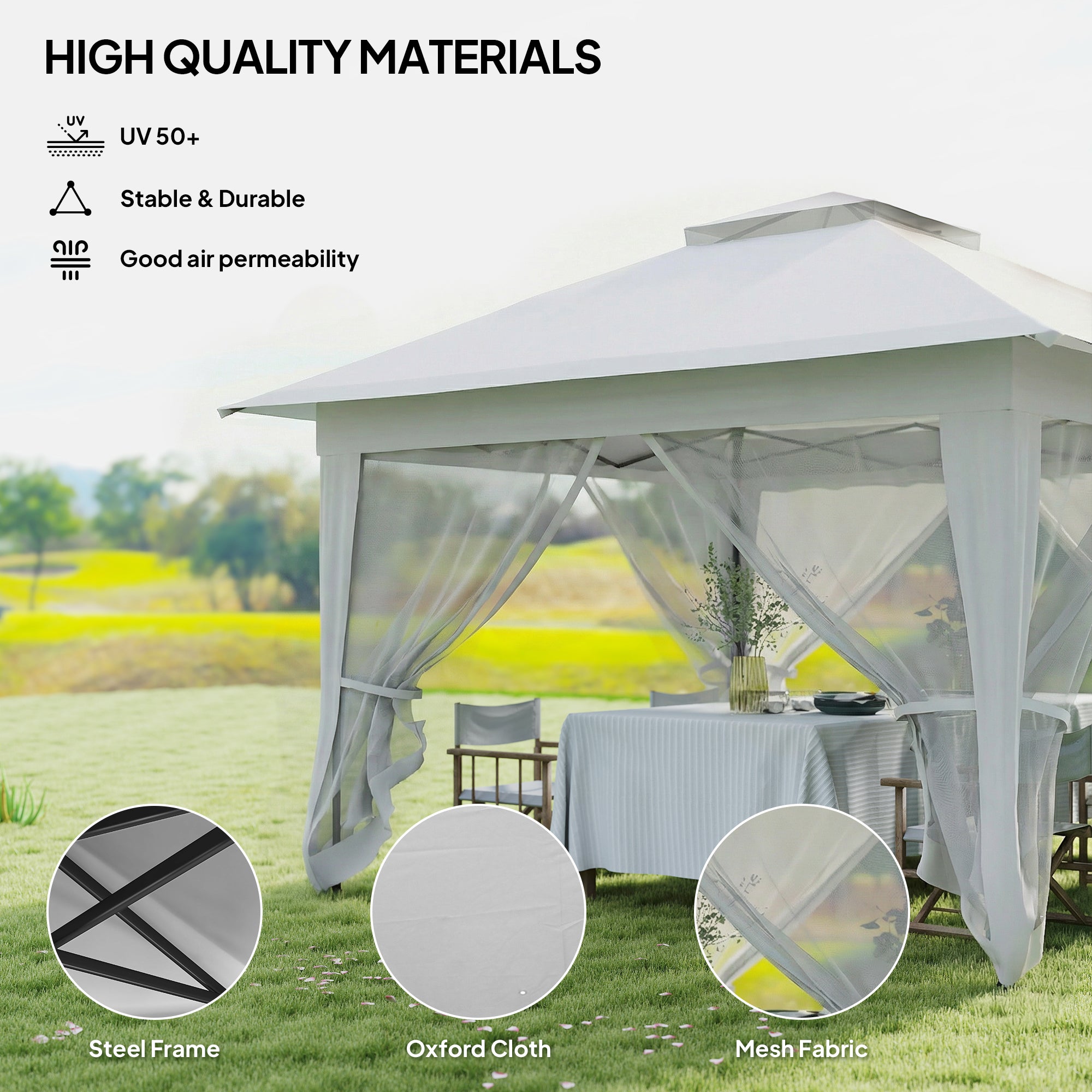 12' x 12' Pop-Up Canopy Tent - Dark Grey Steel Frame-DECOROLALA