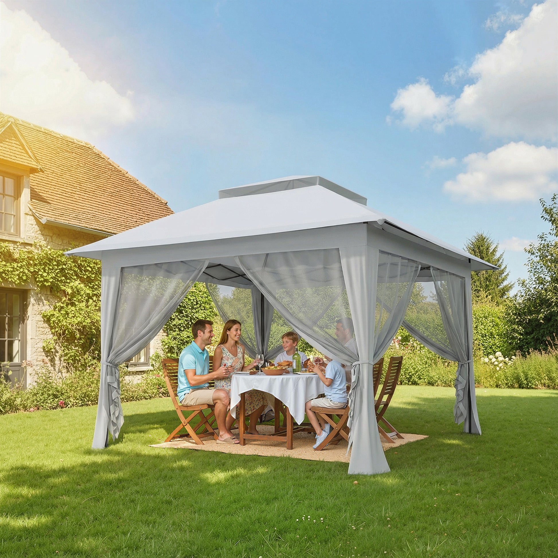 12' x 12' Pop-Up Canopy Tent - Dark Grey Steel Frame-DECOROLALA