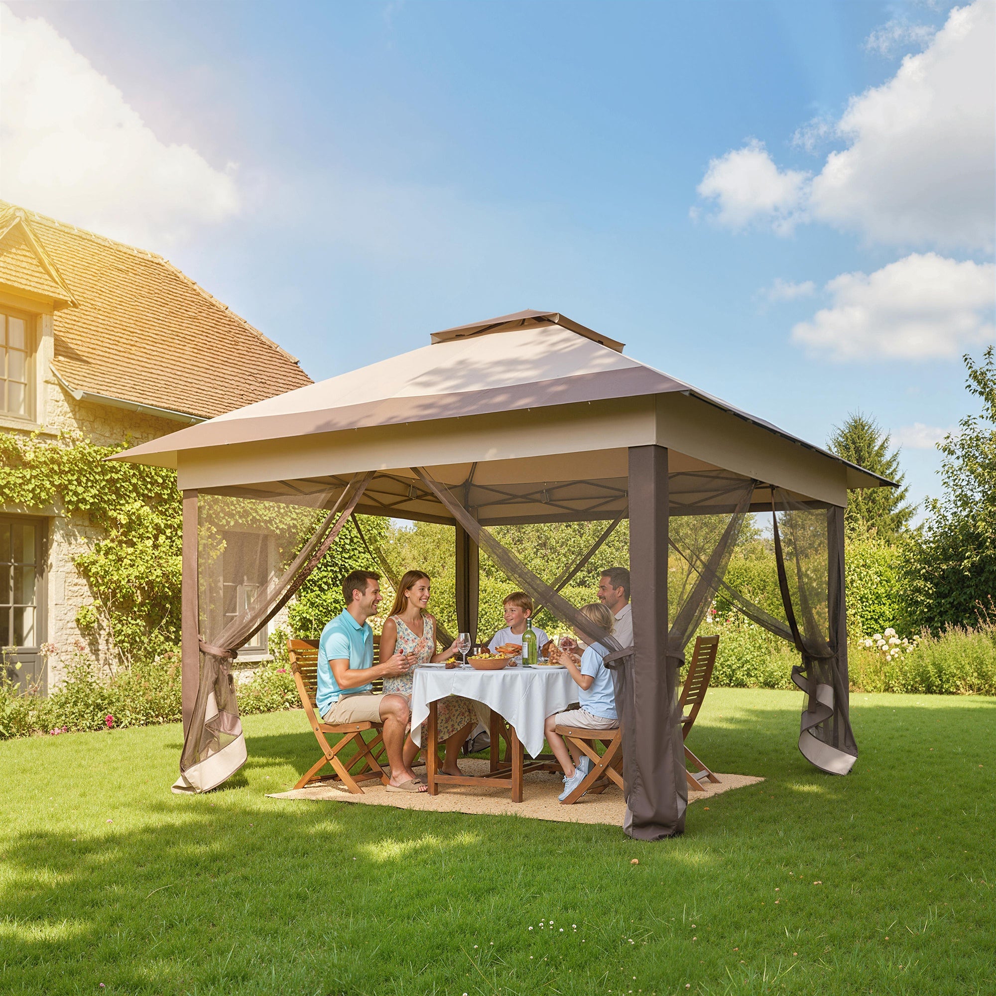 12' x 12' Pop-Up Canopy Tent - Dark Grey Steel Frame-DECOROLALA