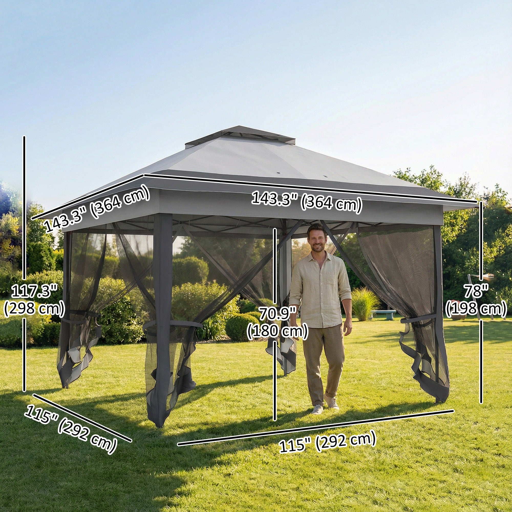 12' x 12' Pop-Up Canopy Tent - Dark Grey Steel Frame-DECOROLALA